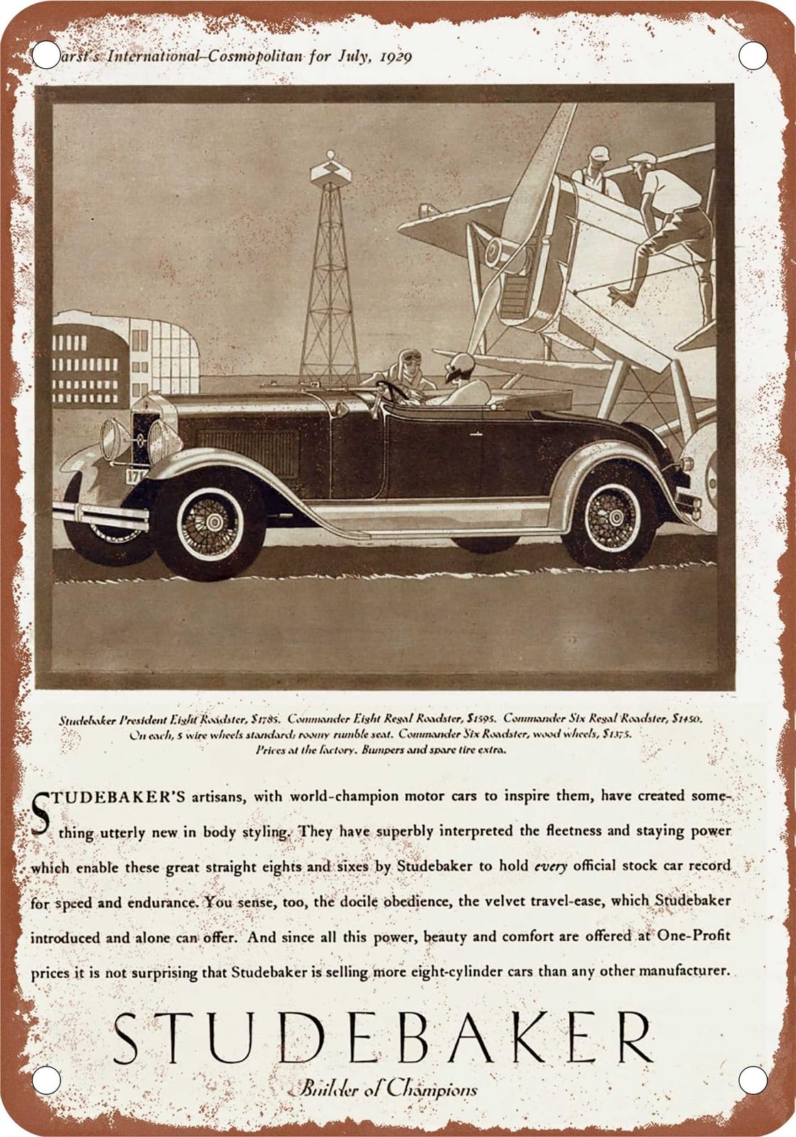 METAL SIGN - 1929 Studebaker Vintage Ad 07 - Old Retro Rusty Look home decor