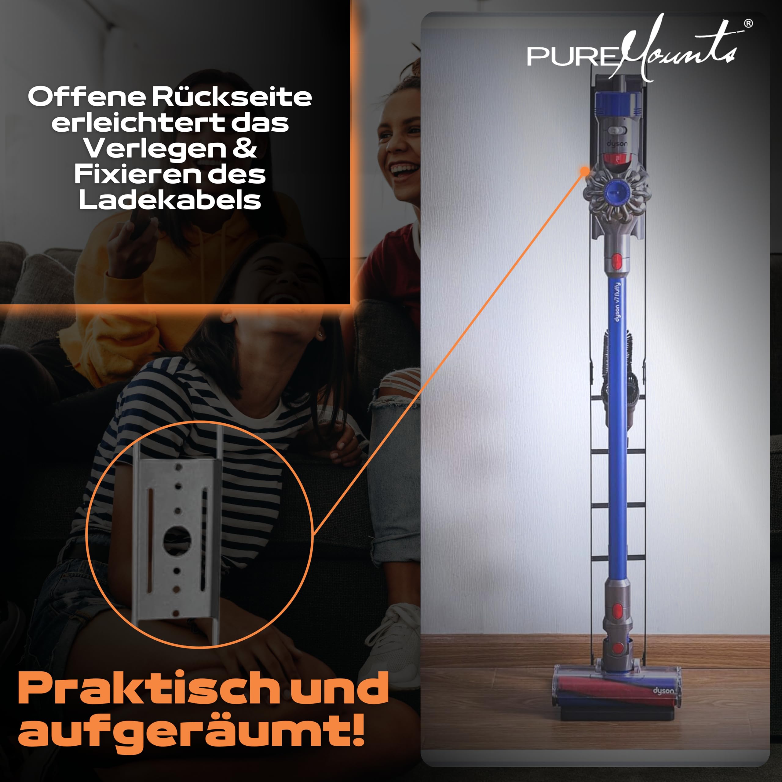 ダイソンコートレス PureMounts PM-VAC-20, stojak do odkurzacza Dyson V6 Pro, V7