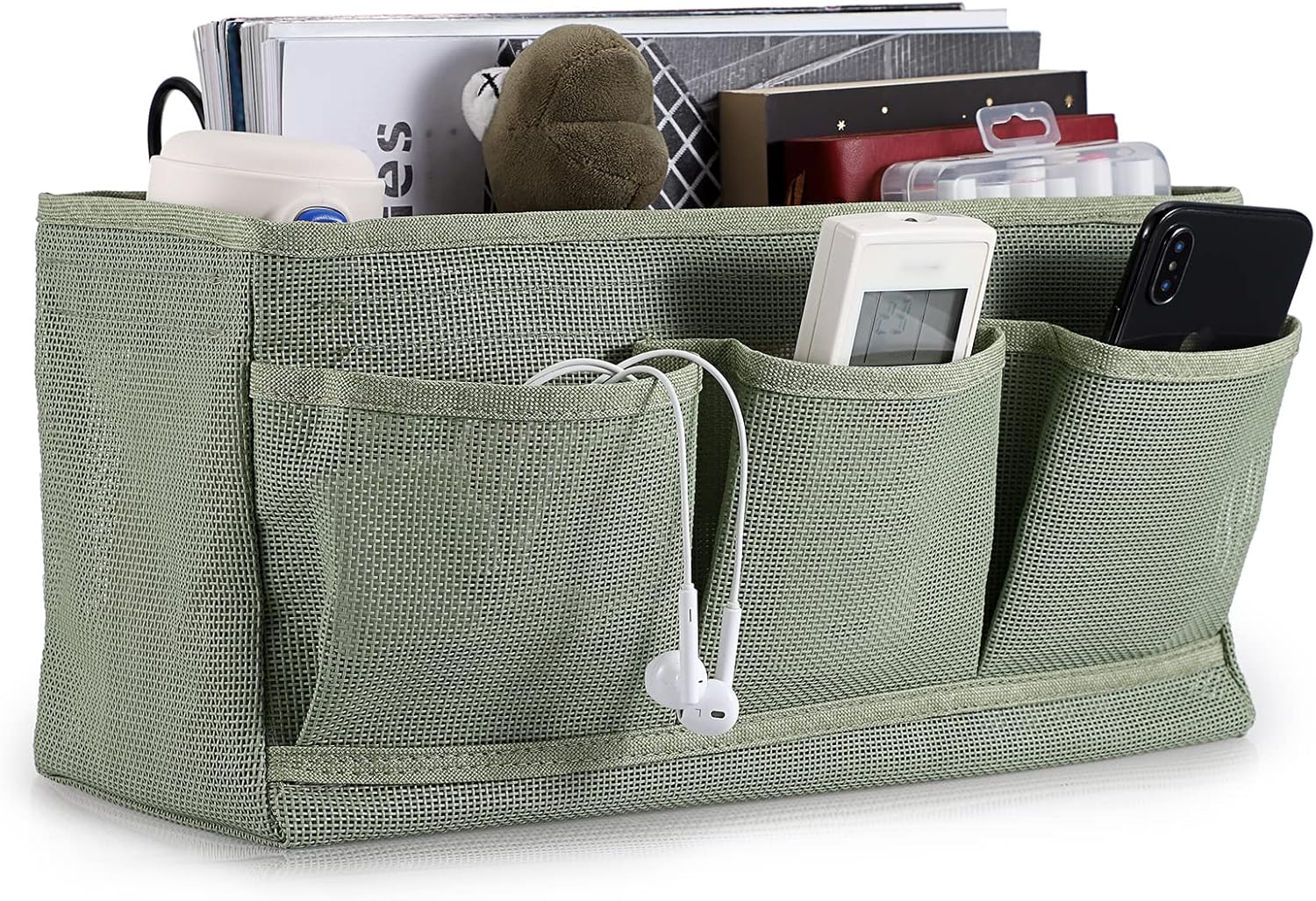 BSTKEY Bedside Caddy, Bedside Hanging Organizer Bag with 3 Pockets, Dorm Bunk Bed
