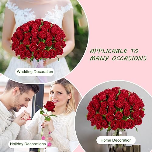 Miniatura 9 de Flores artificiales, rosas táctiles, ramo de rosas falsas, tallo de flores para centros de mesa de boda, corona de bricolaje, decoración del hogar,