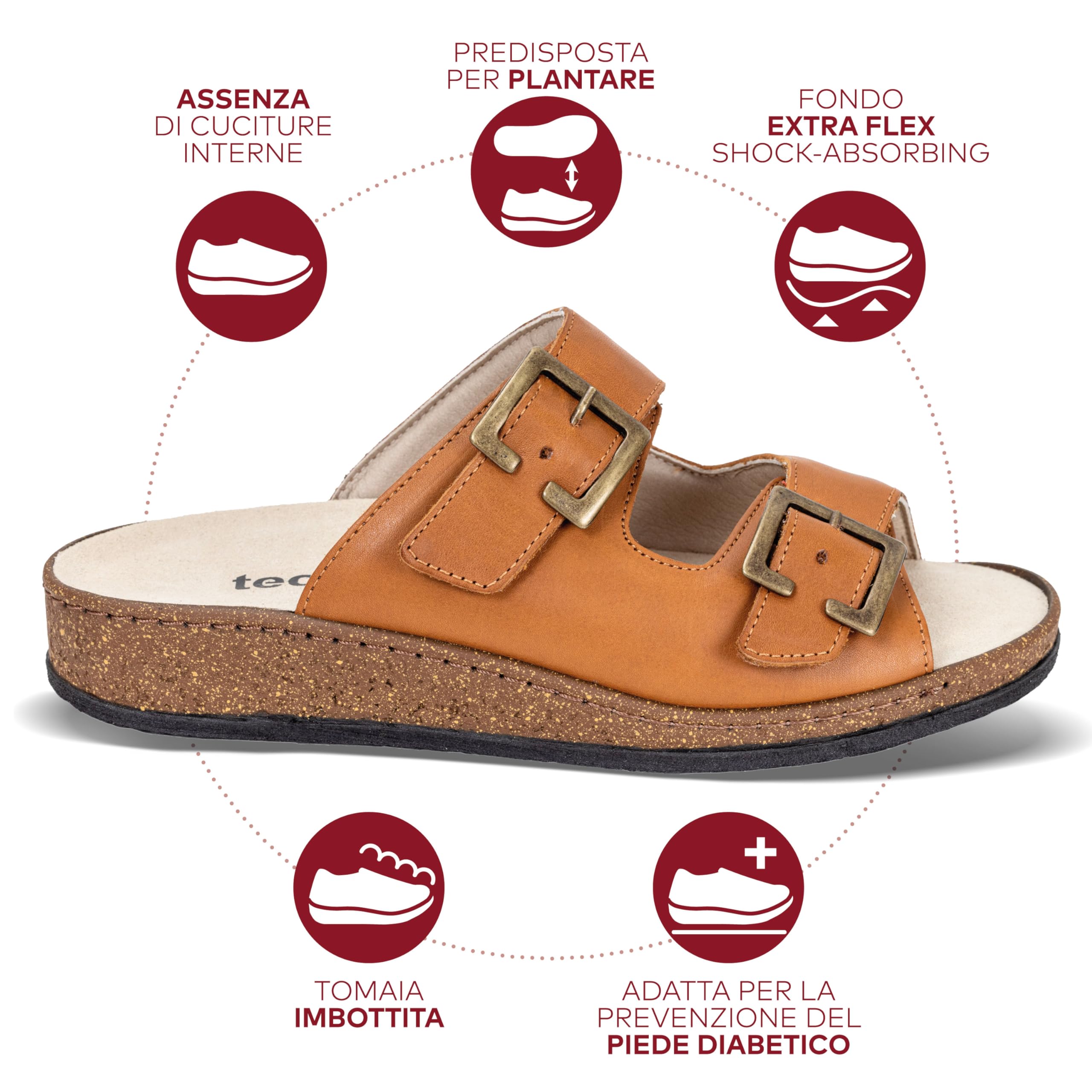 EXTRO STYLE - Ciabatte Ortopediche Donna Tecnica Adele - Traspiranti, Antibatteriche e Ipoallergeniche - Sandali con Plantare Estraibile e Suola Antiscivolo - Made in Italy
