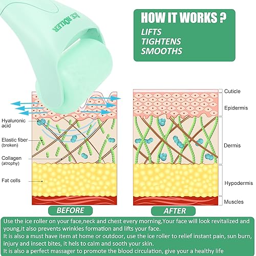 Miniatura 5 de Paquete de 2 rodillos de hielo para masaje facial y corporal, rodillo facial para el cuidado de la piel para reducir las arrugas y la hinchazón