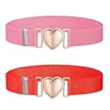 2Pcs Girls Belt, Elastic Waist Belts for Girls Adjustable Heart Buckle Stretch Belts for Pants Jeans Dress