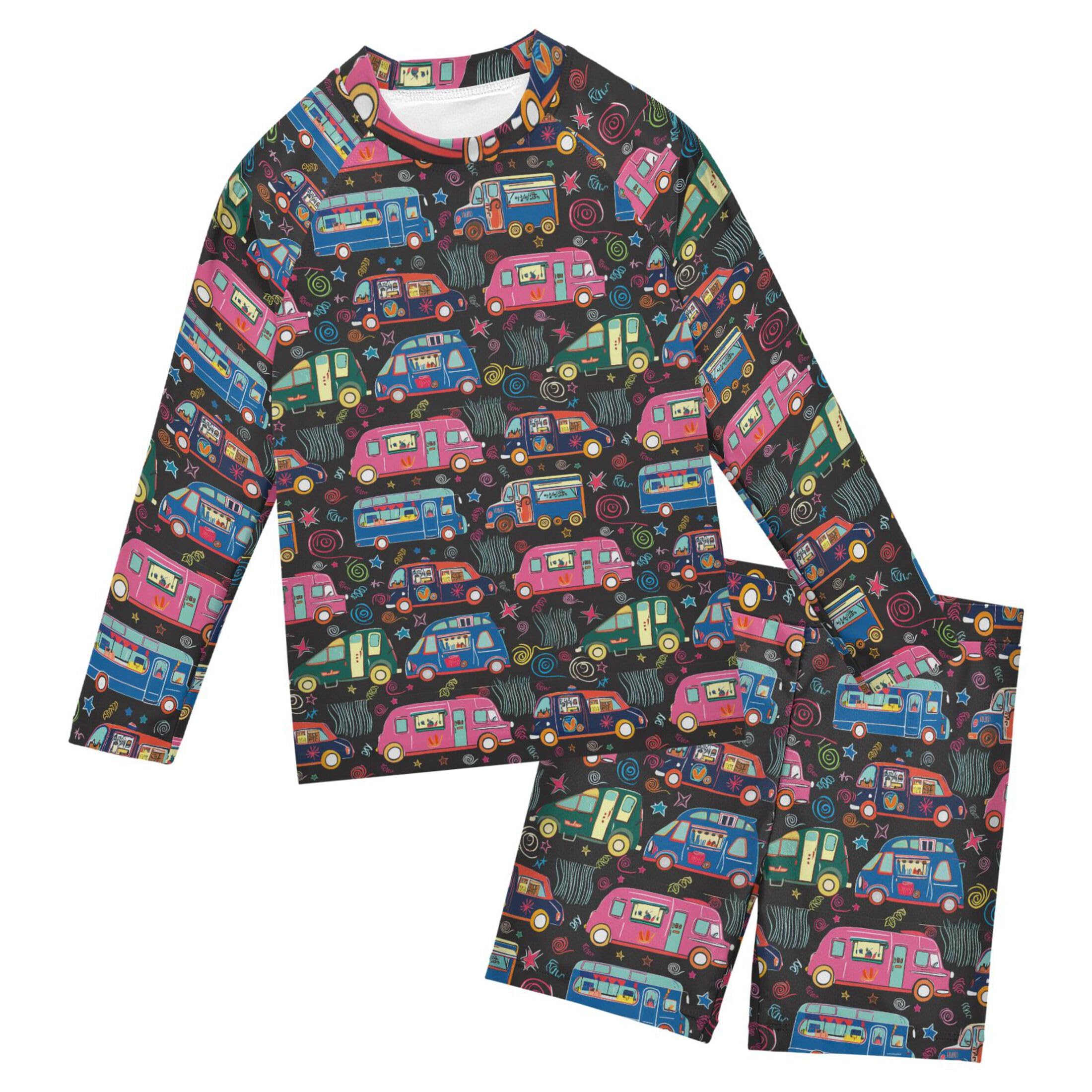 Cute Car Baby Boys' Toddler Long Sleeved Rashguard Swim Bathing Suit Set B0404640