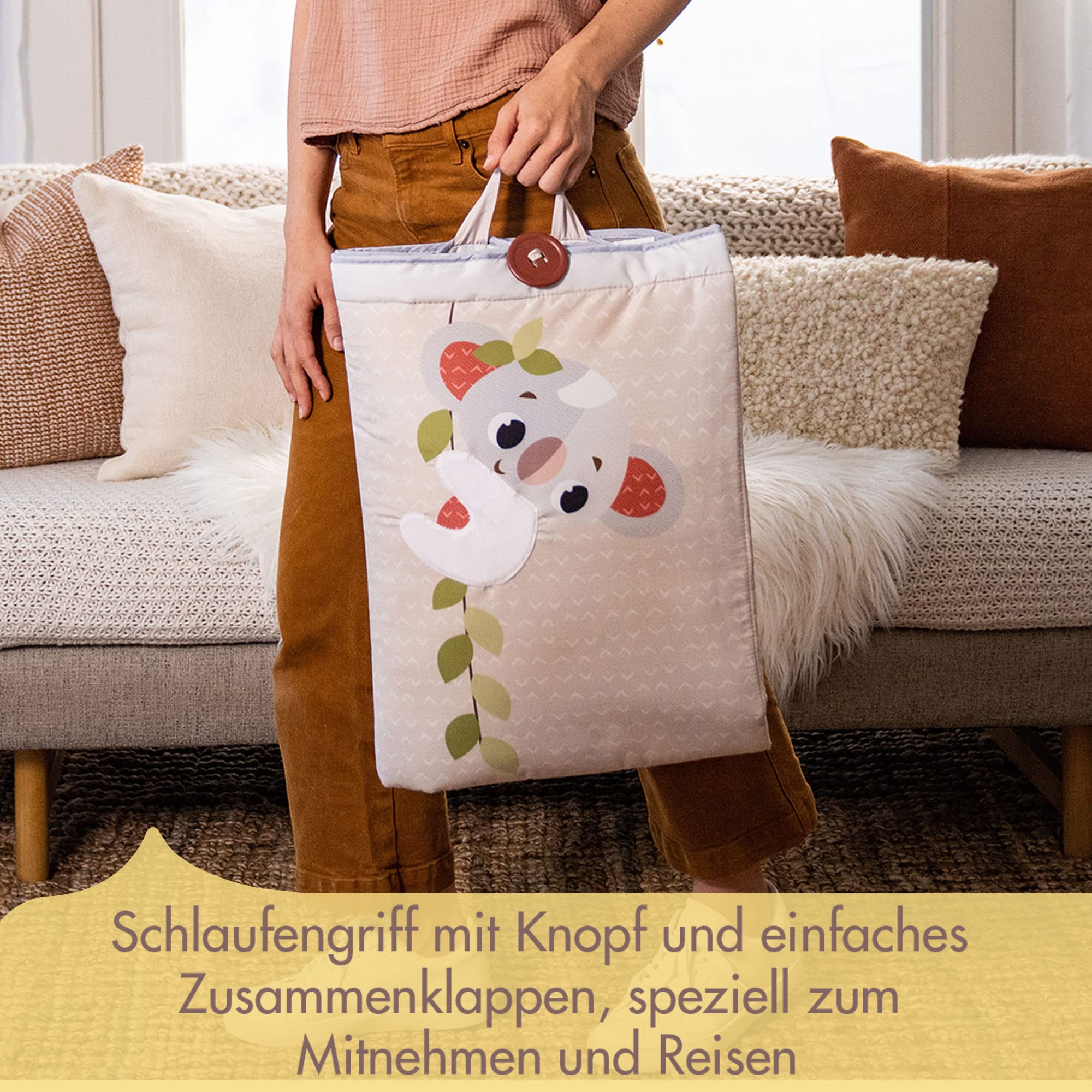 Tiny Love Super Mat, Spielmatte Baby, faltbare Spieldecke (150 x 100 cm), 0+ Monate, 6 Aktivitäten, Krabbeldecke Baby, Spiegel, Holzrassel, Knisterspielzeug, 12 Meilensteinkarten, Boho Chic