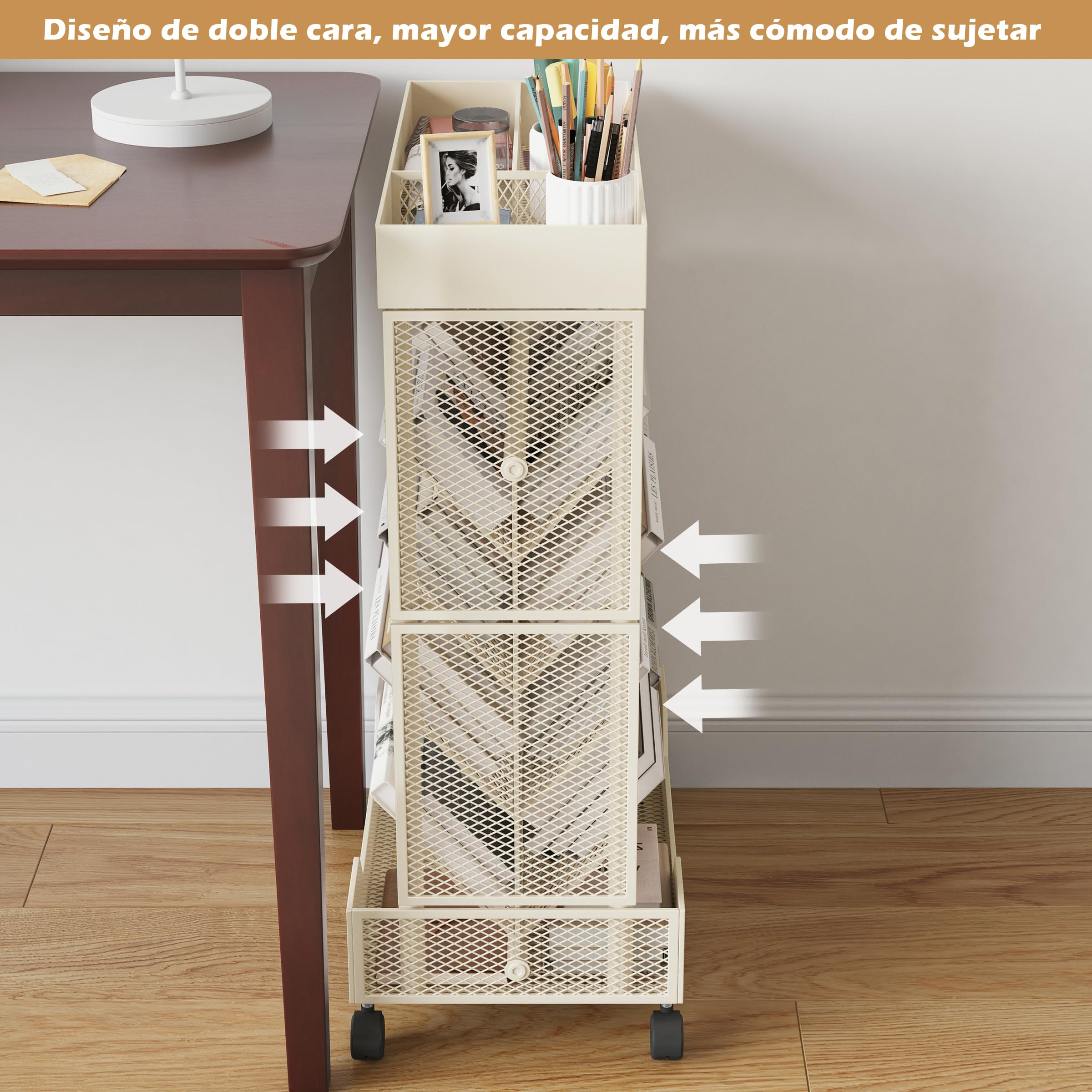 COVAODQ Estantería móvil con Ruedas, Organizador de Almacenamiento extraíble para niños, para Escuela, Aula, hogar (Beige)