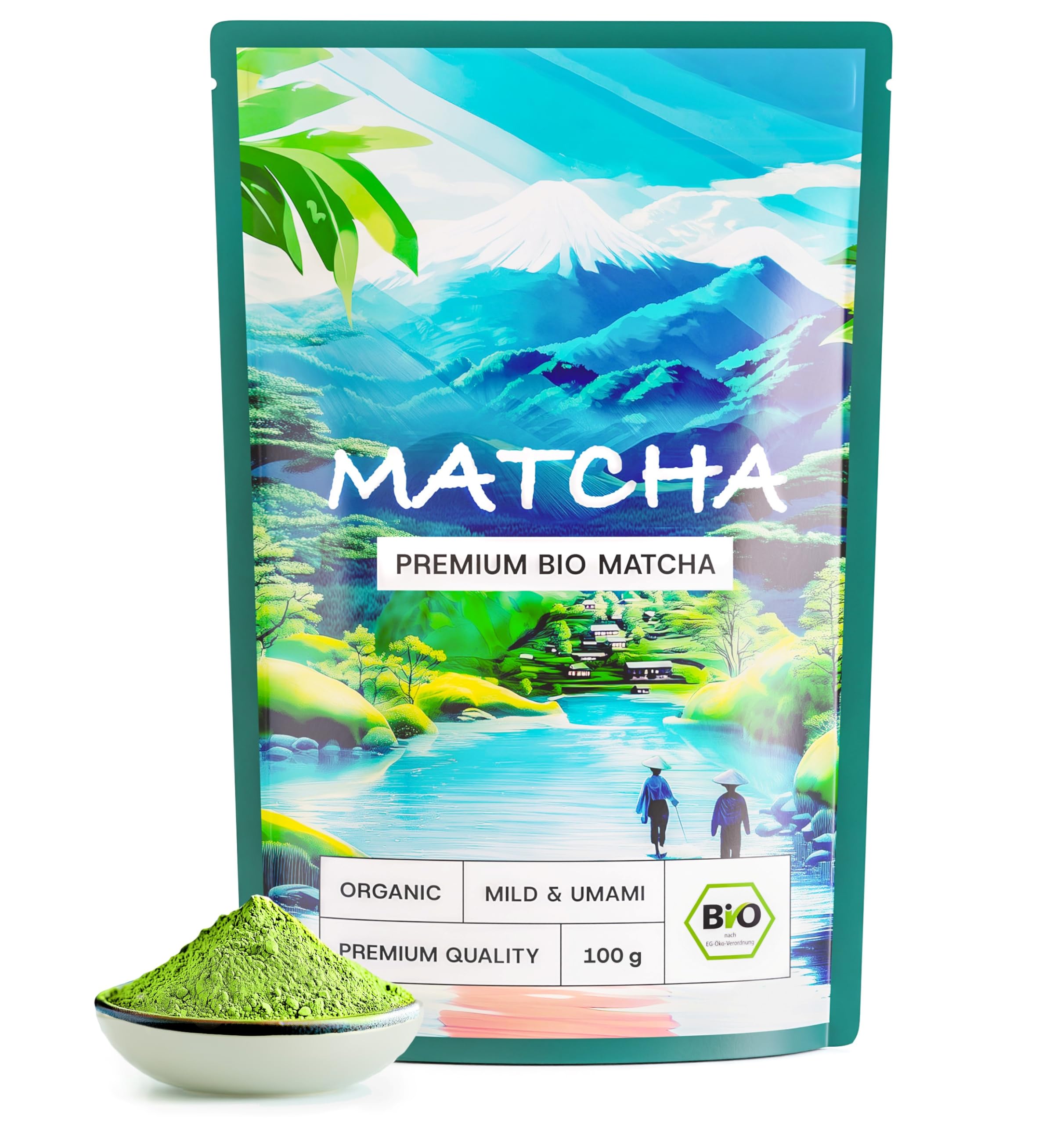 Matcha Pulver Bio - Premium Qualität - Original reines Matcha zum Trinken für Latte, Smoothies und Tee | 100% Natürlich und Laborgeprüft