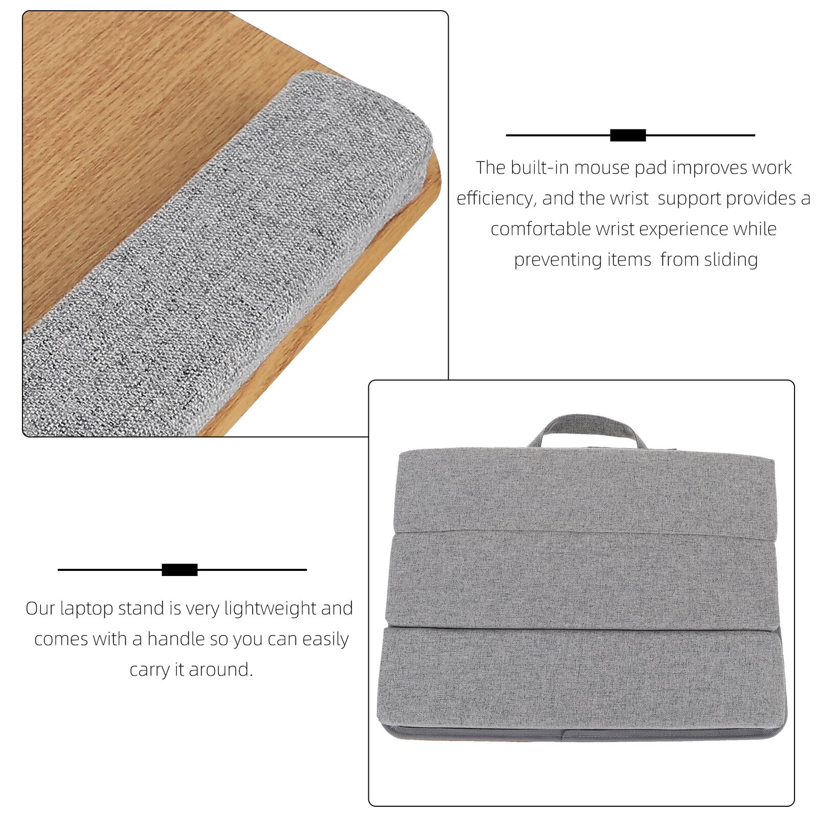 Bureau pour Ordinateur Portable Pliable Kaki, Support Stable Coussin Ergonomique, Table D'appoint Polyvalente pour Bureau à Domicile et Usage en Lit, pour Étudiants et Télétravail