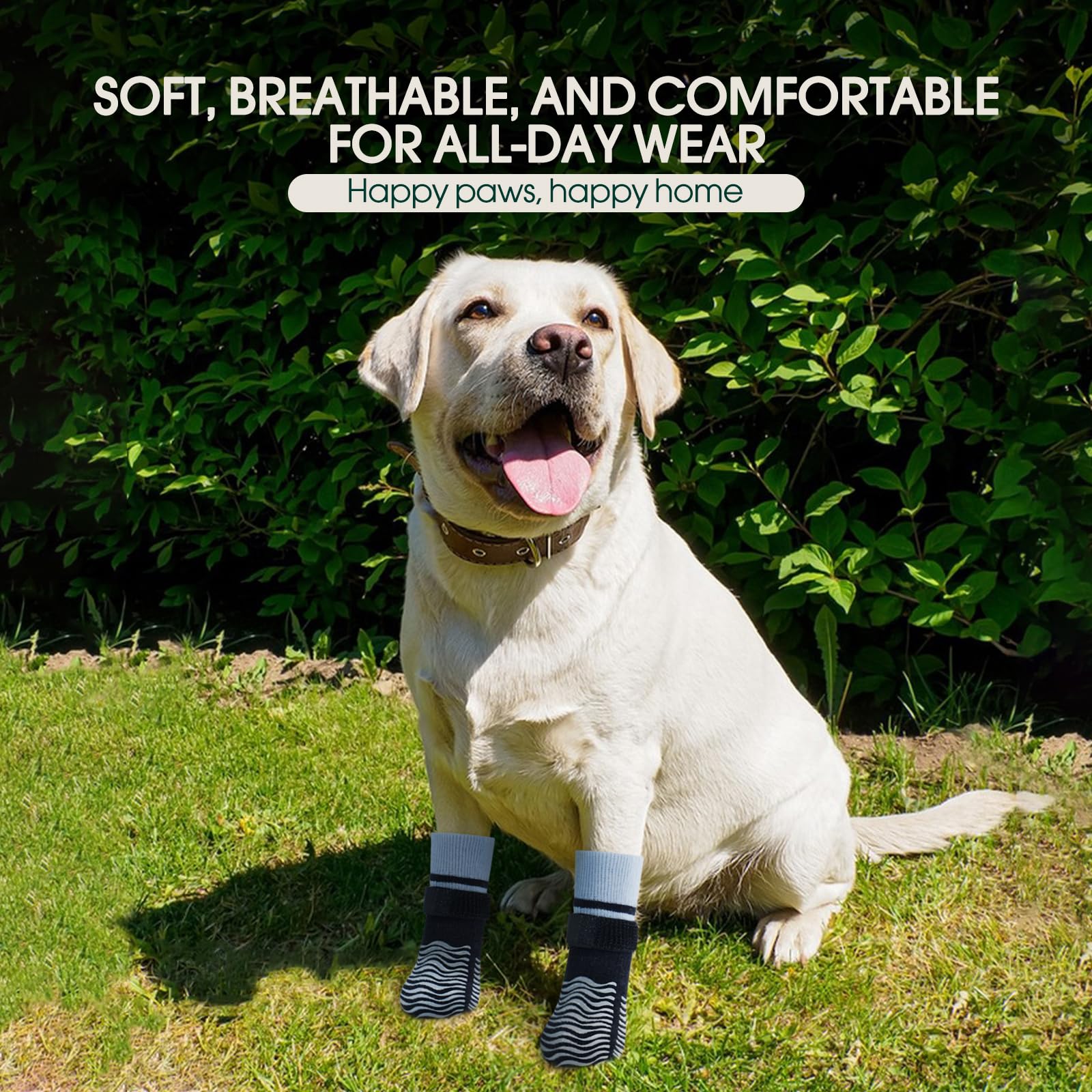 Kuoser Non Slip Dog Socks for Hardwood Floors, Dog Grippy Socks with Double-Sided Traction, Anti Slip Dogs Booties Paw Protectors to Prevent Licking Paws for Small Medium Large Senior Dogs, 4 Pack-S — view 5