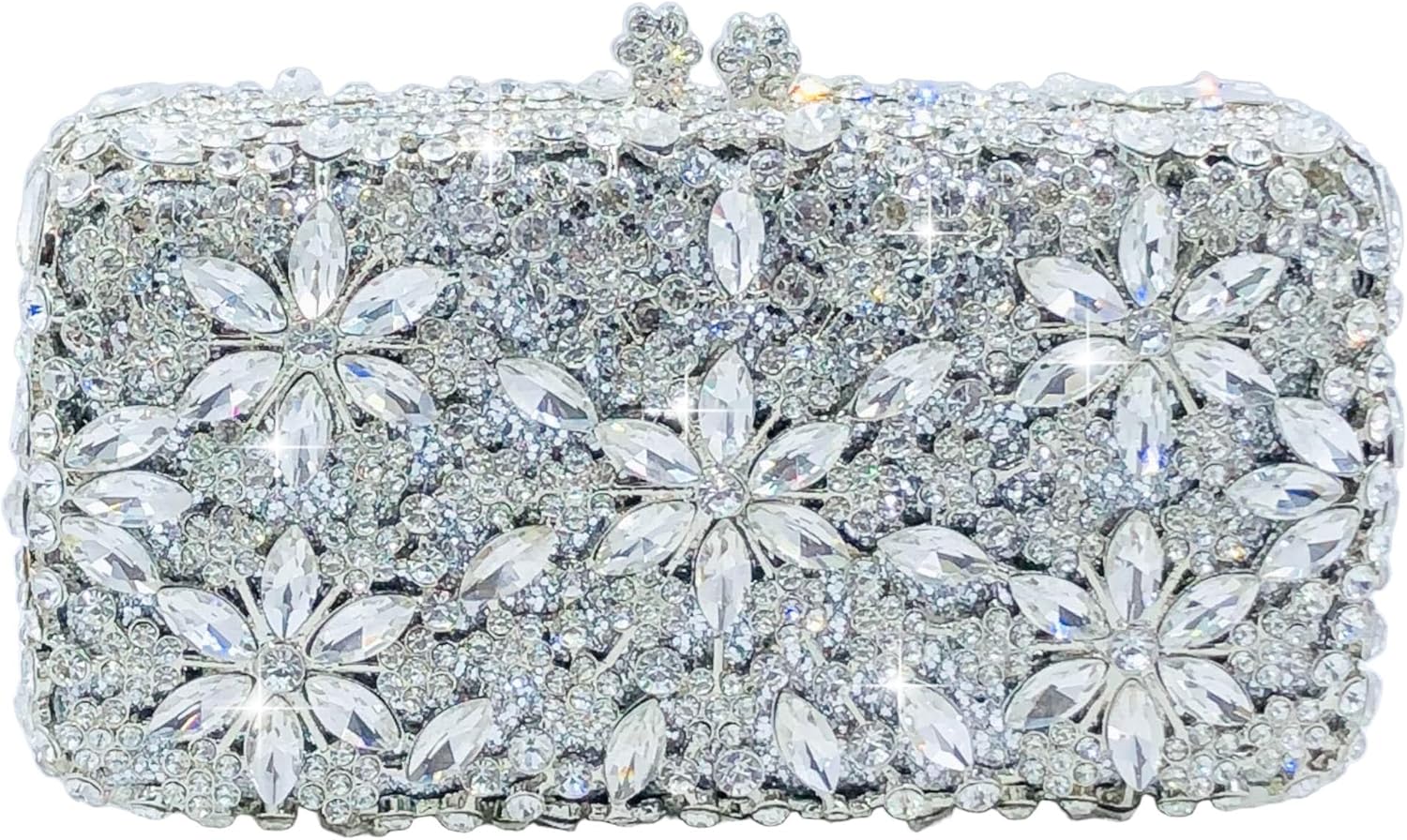 Boutique De FGG Mini Flower Rhinestone Clutch Purses for Women Wedding Crystal Clutch Bag Party Prom Floral Evening Handbags