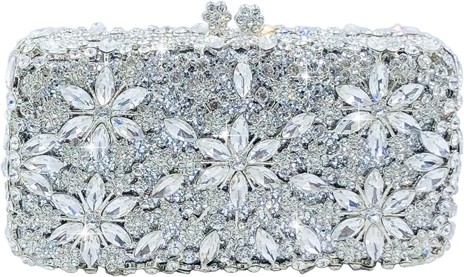 Boutique De FGG Mini Flower Rhinestone Clutch Purses for Women Wedding Crystal Clutch Bag Party Prom Floral Evening Handbags