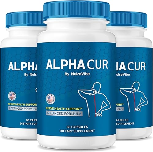AlphaCur Cápsulas (paquete de 3), apoyo nutricional oficial para la salud nerviosa, píldoras AlphaCur totalmente naturales para nervios saludables,