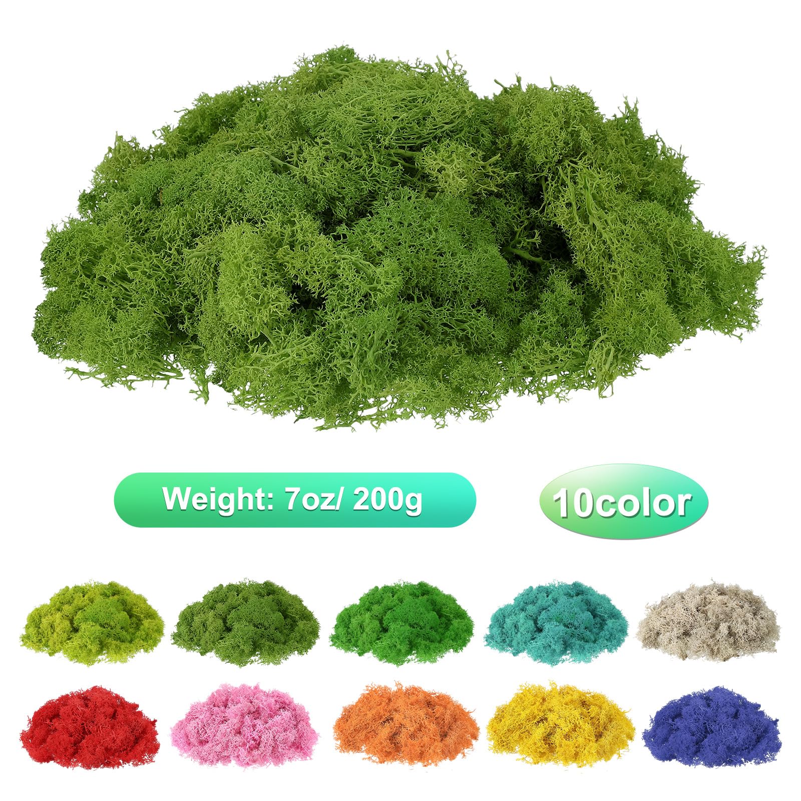 uxcell Preserved Reindeer Moss, 7oz Fake Moss for Crafts Artificial Dried Moss for Decoration Terrariums Potted Plants, Light Green