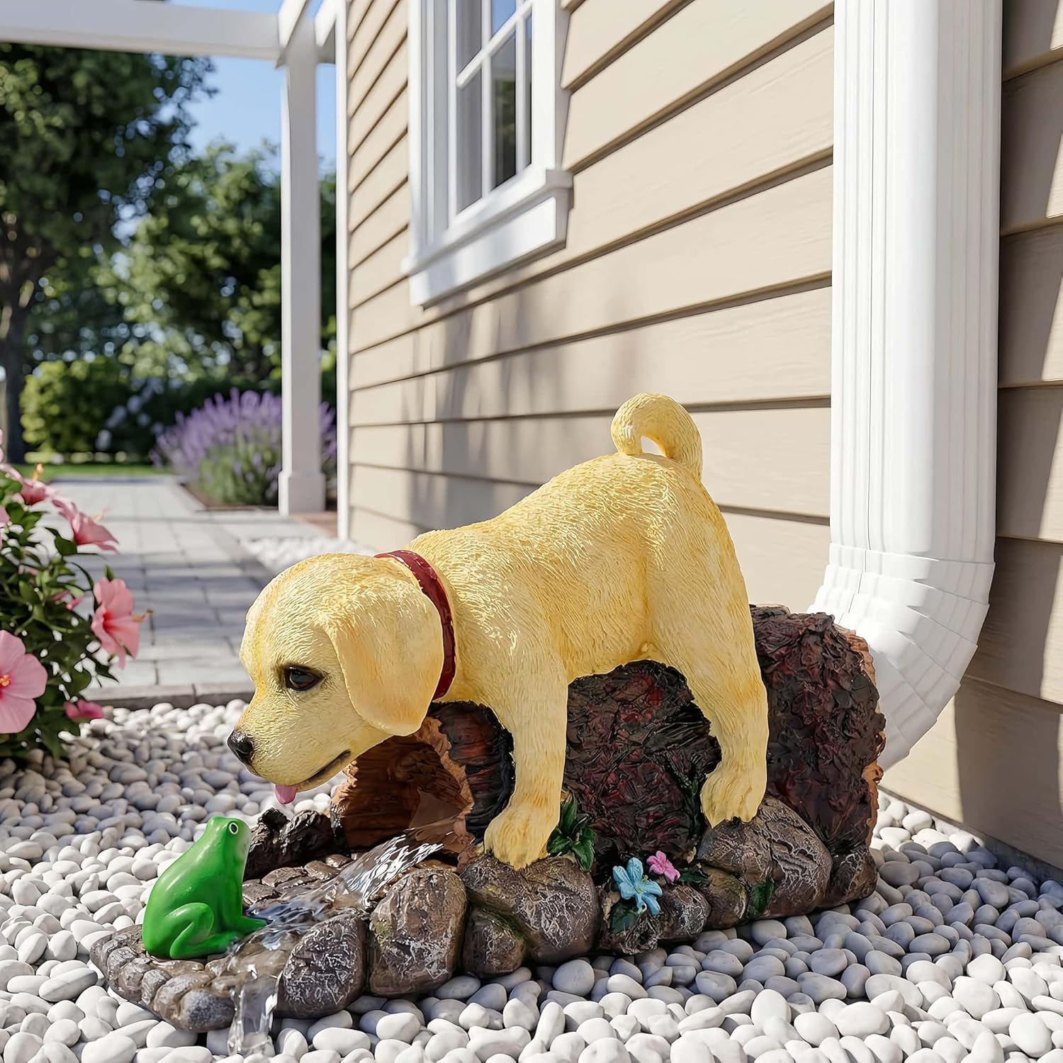 Dog Gutter Extender Diverter, Decorative Downspout Extensions, Splash Block, Eco-Friendly Resin, 3"x4" Downspouts, Unique Garden Statue Ornament, Ideal Outdoor Decor Gift