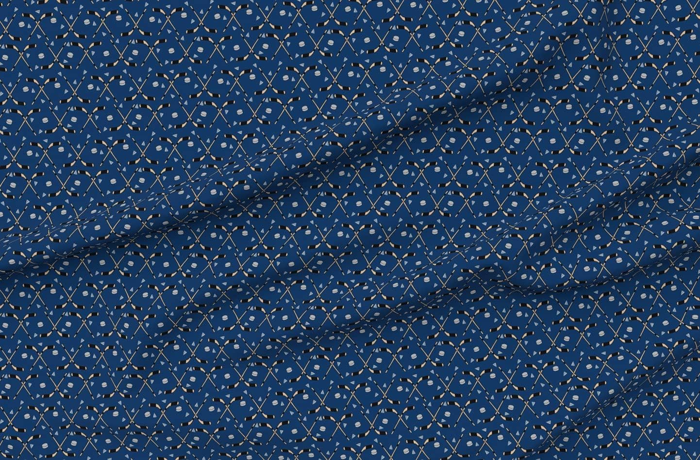 Spoonflower Fabric - Hockey Sports Sport Ice Kids Navy Sticks Printed on Organic Cotton Sateen Fabric by The Yard - Sewing Quilting Apparel Home Decor