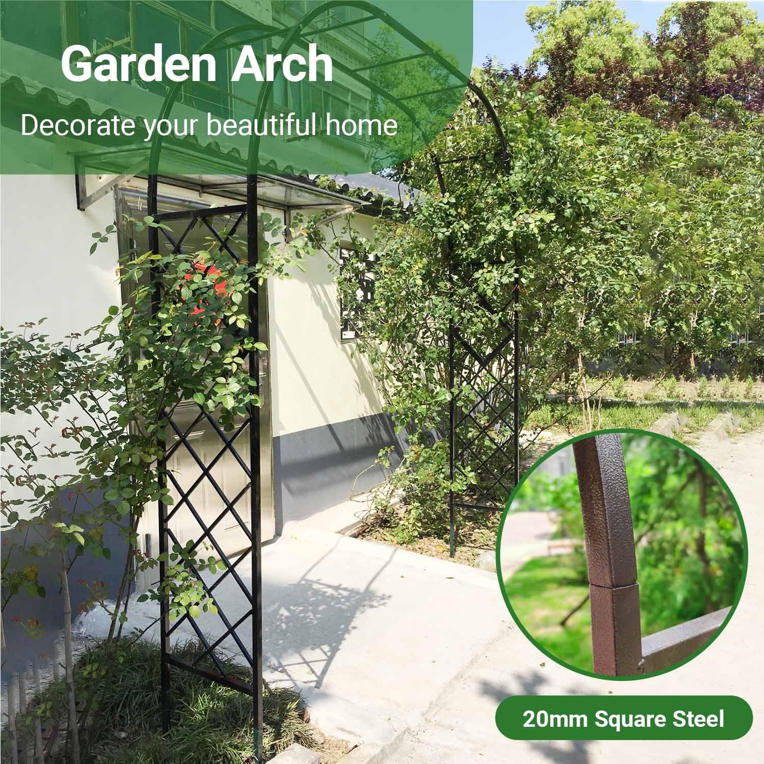 Generisch Heavy Duty Rosenbogen Metall Gartenbogen für Kletterpflanzen, Breite 140cm 160cm 180cm 200cm 220cm 240cm 260cm 280cm 300cm 320cm 340cm Torbogen Rankhilfe Rankgitter(Weiß,W280 X H230cm)