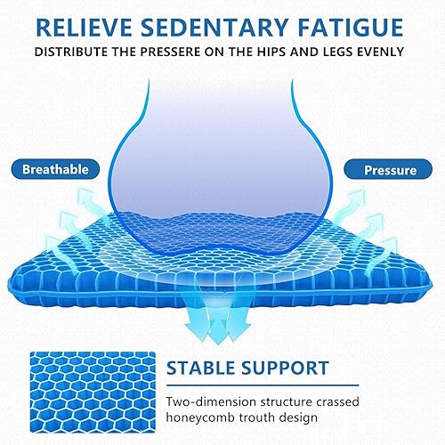 Miniatura 7 de Cojín de gel para asiento largo  Cojín de alivio del dolor de espalda, cadera, coxis  Cojín de asiento de gel para silla de oficina, coches, cojín