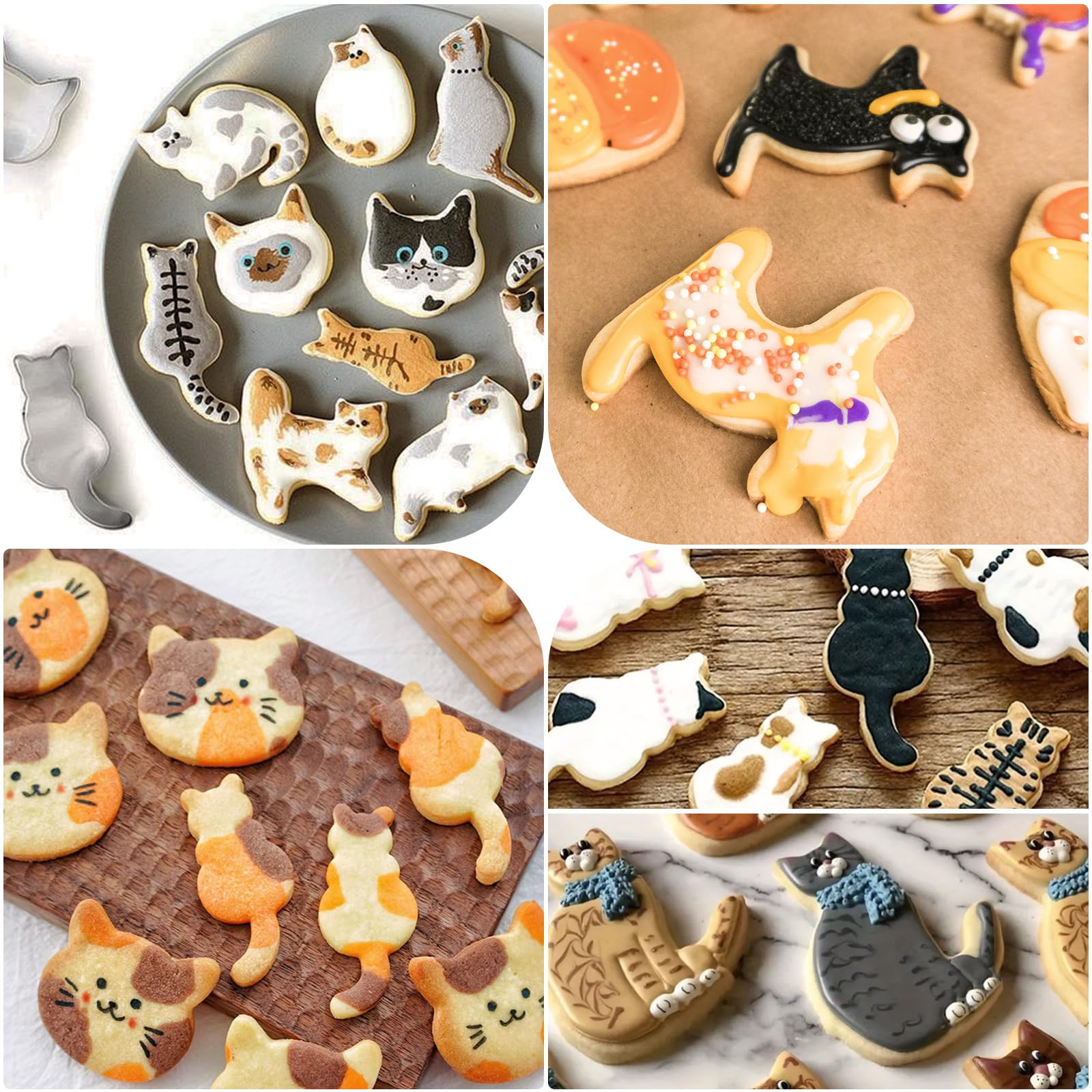 6 Stampi Per Biscotti A Forma Di Gatto - Acciaio Inossidabile, Formine Per Pasticceria E Feste, Lavabili In Lavastoviglie - 4