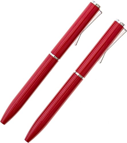 NarwhalCo Juego de 2 bolígrafos pequeños rojos (3.35 pulgadas) con tinta negra para bolsillo, cartera, planificador, bolso o pasaporte