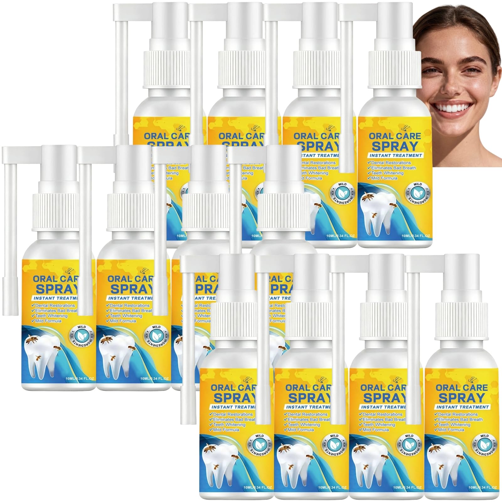 Spray per la cura della bocca alla propoli, lenisce rapidamente le gengive, rimuove delicatamente le macchie per tutti i denti, formula naturale senza alcool e senza fluoruro (12 pezzi)