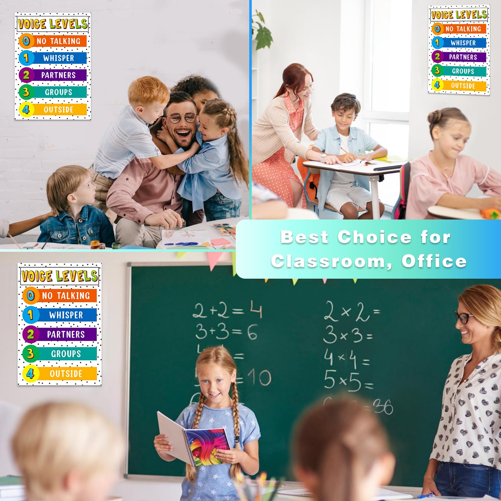 BIZIBAFF Voice Level Poster for Classroom Voice Level Poster Chart Classroom Rule Poster Noise Level Educational Sign for Elementary Classroom Bulletin Board Decoration Back to School Teacher Supplies - Image 4