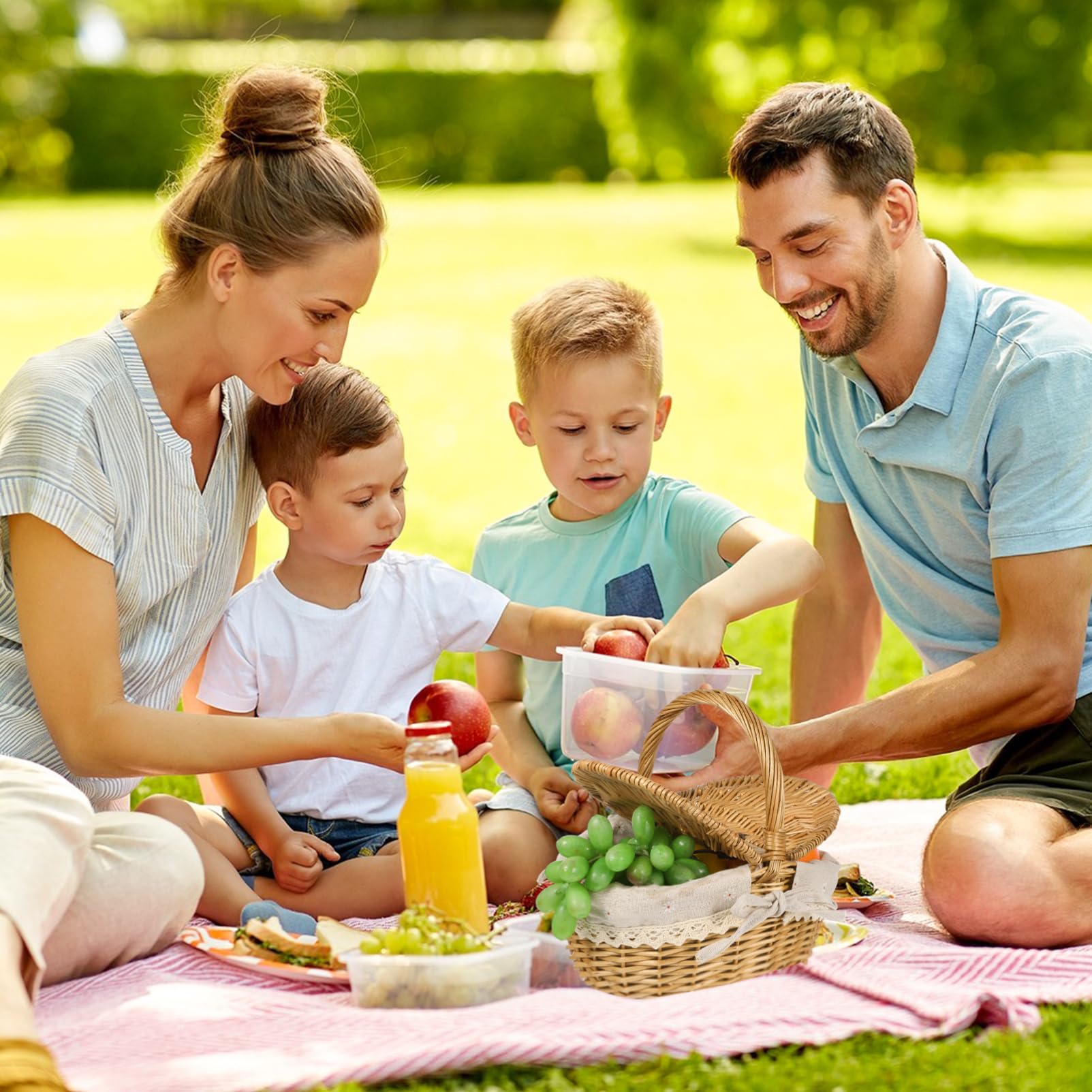 Toddmomy Geflochtener Rattan Picknickkorb Mit Deckel Ovaler Aufbewahrungskorb Für Garten Obst Und Weine Vielseitiger Tragekorb 7X10X6 Zoll