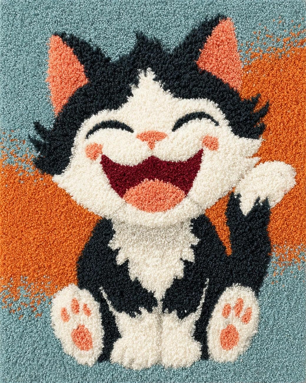 AMBATTERY Large Rug Making Kit Cartoon Cat 80x160cm