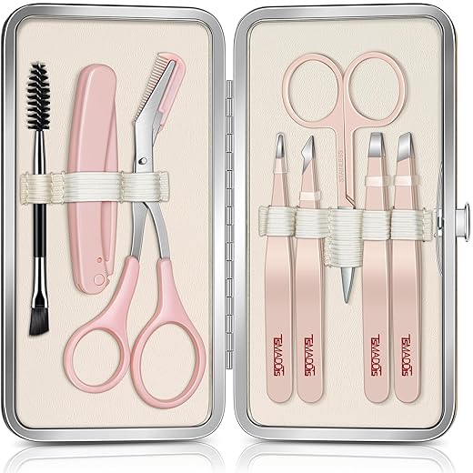 8-in-1 Precision Eyebrow Tweezers and Grooming Kit