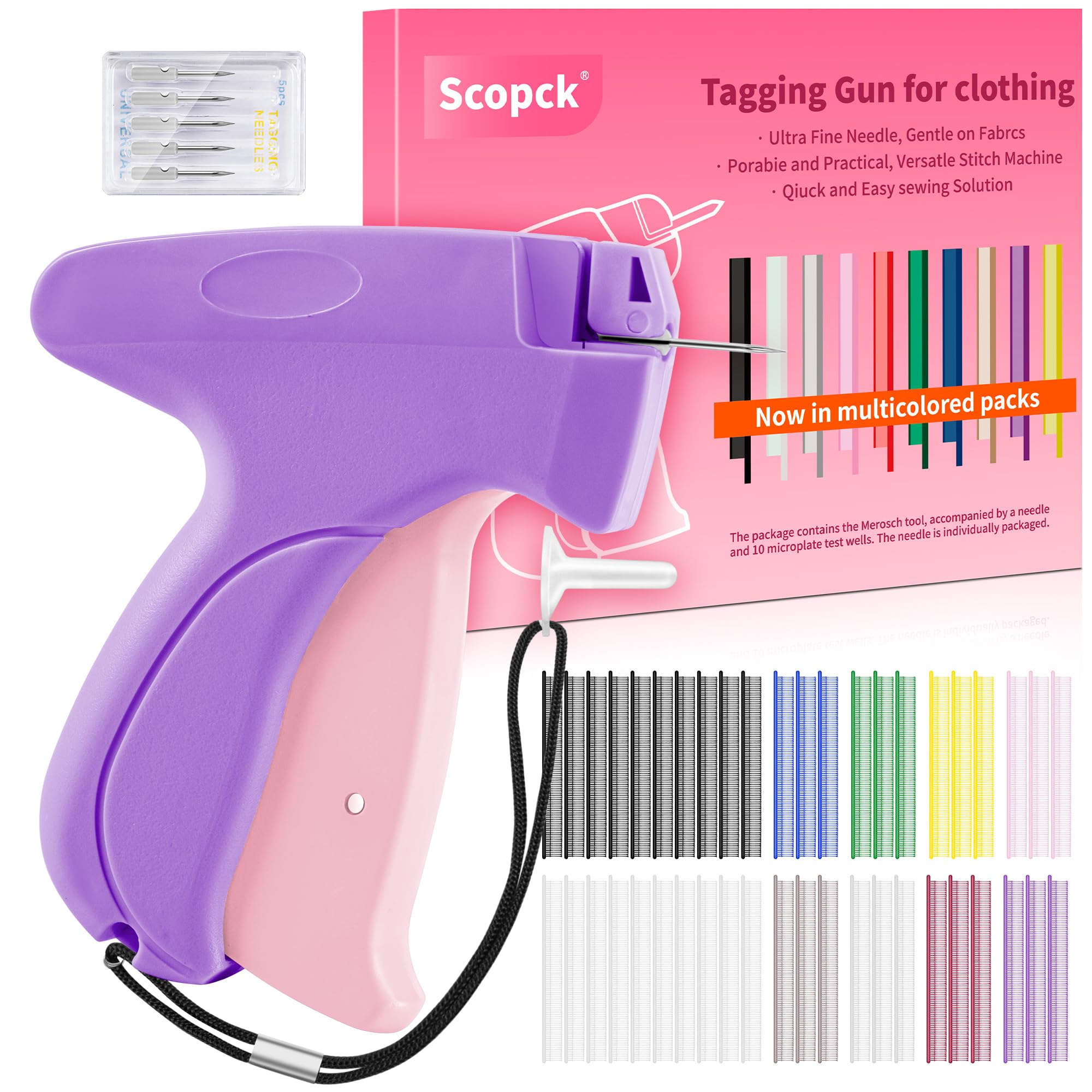 Stitch Gun for Clothes - Handheld Stitch Gun Quick Clothing Fixer - Tagging Gun - Includes 6 Needle, 1000 Black Fasteners &amp; 1000 White Fasteners