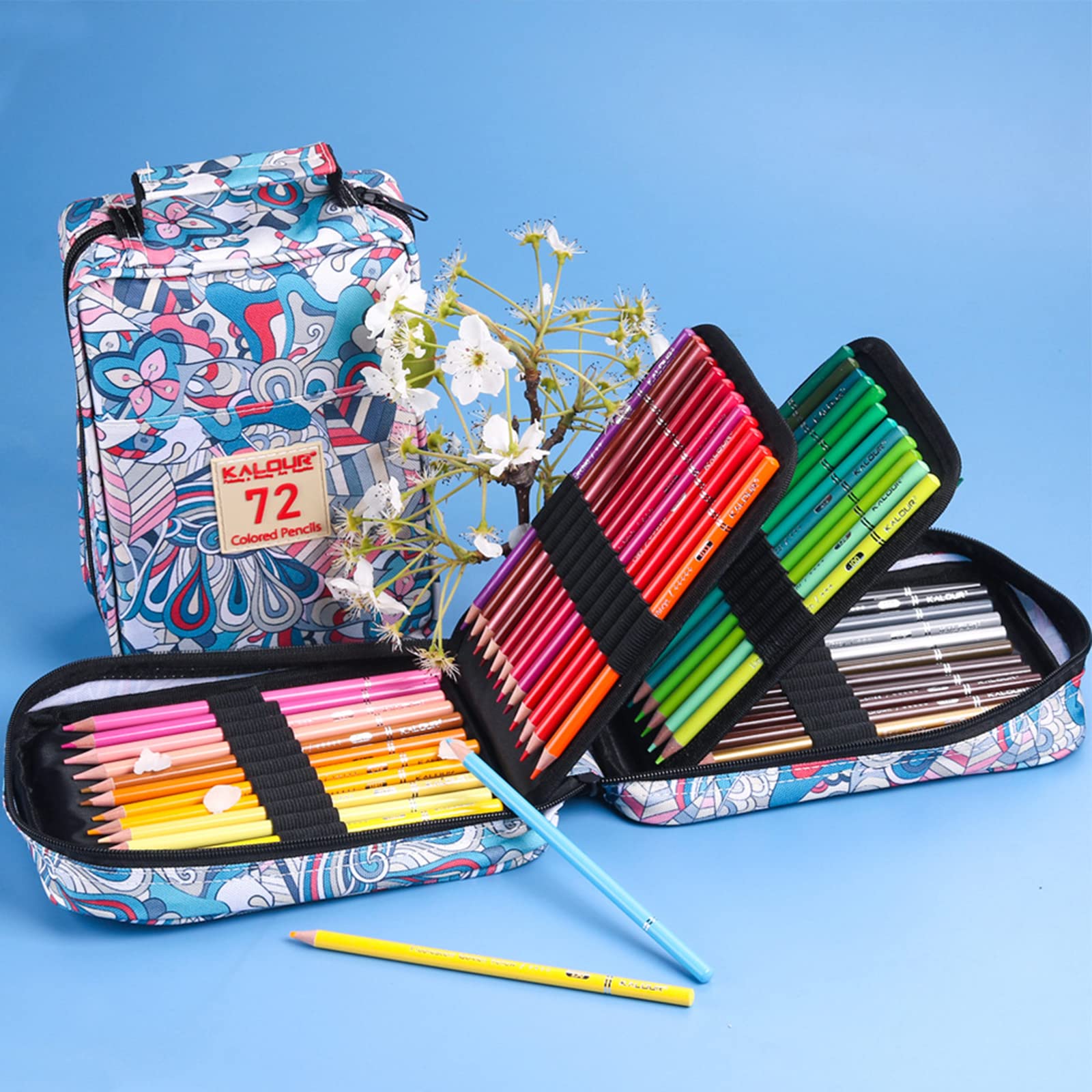 Professionelles Buntstift Set Mit 72 Löchern Reißverschlusstasche Weichem Für Erwachsene Kinder Künstler Coloristen Zeichnen Kunstzubehör
