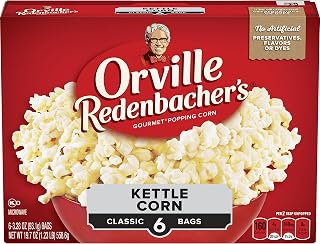 Orville Redenbacher’s Kettle Corn Microwave Popcorn, 3g Fiber, Gluten-Free Whole Grain, 6 Boxes of 6 Bags – Sweet Salty Snack