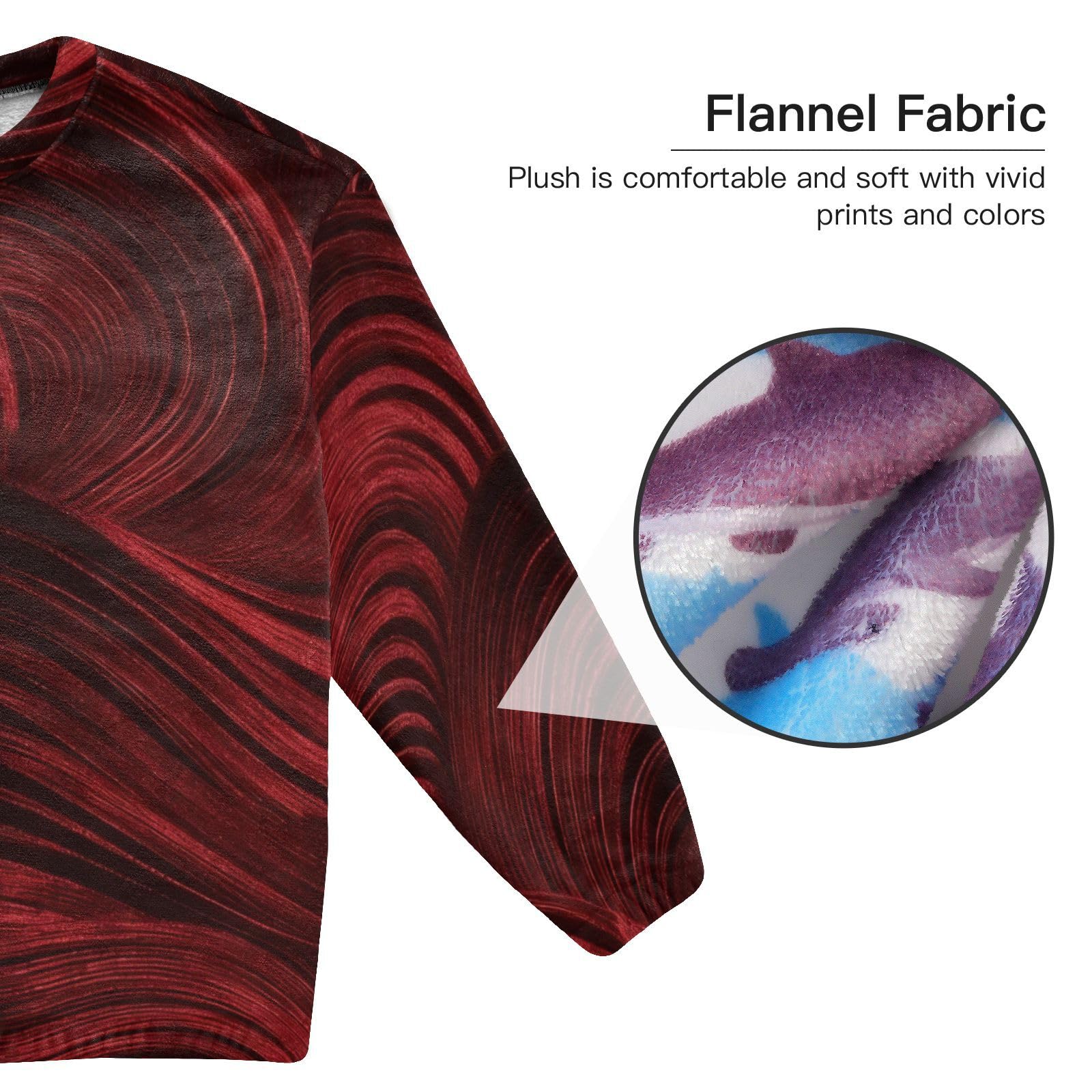 Set pigiama da donna in morbido velluto, a maniche lunghe, confezione da 2, colore: rosso