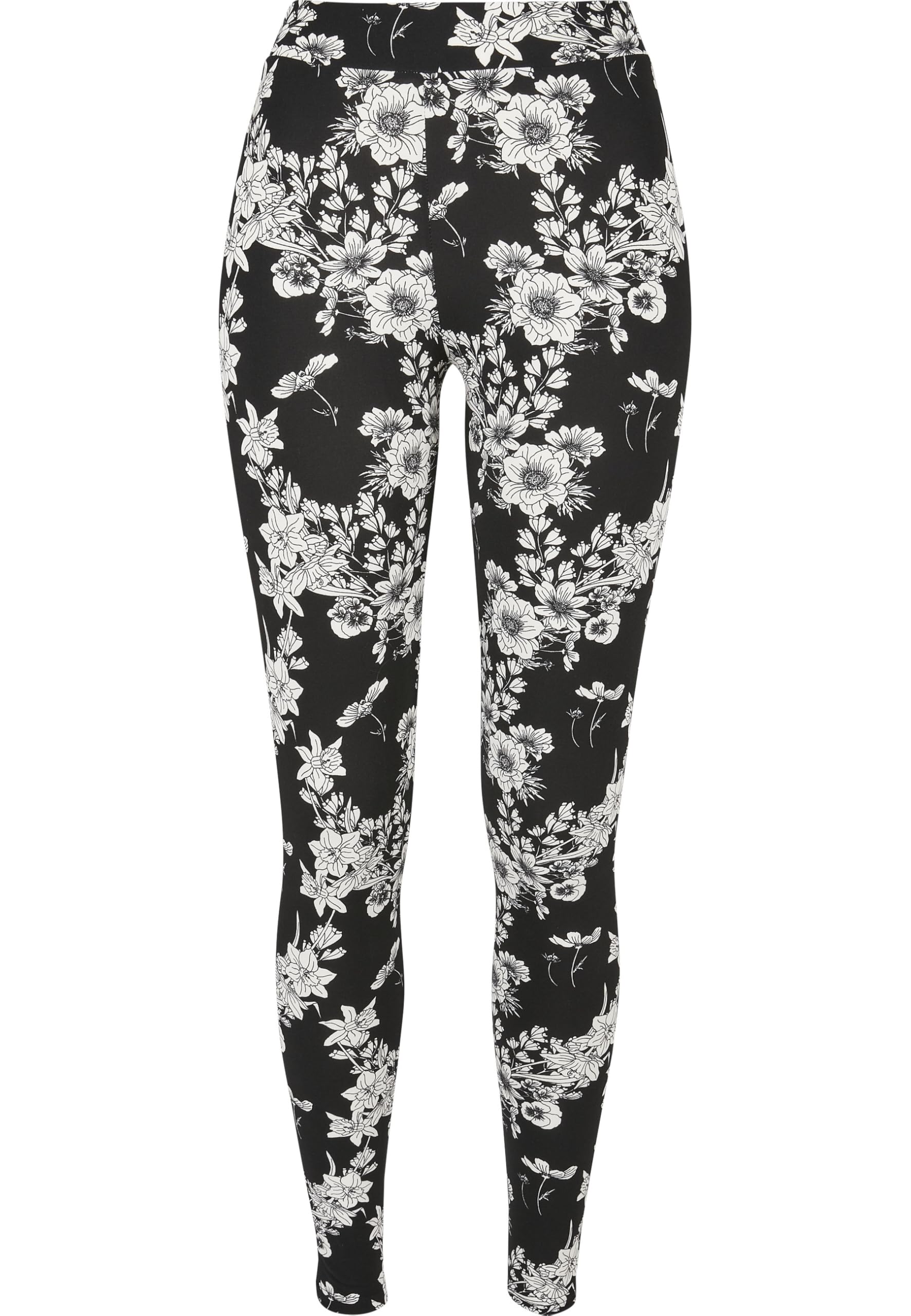 Urban Classics Ladies Soft AOP Leggings Ladies Leggings Available in Many Sizes XS - 5XL, blackflower, S