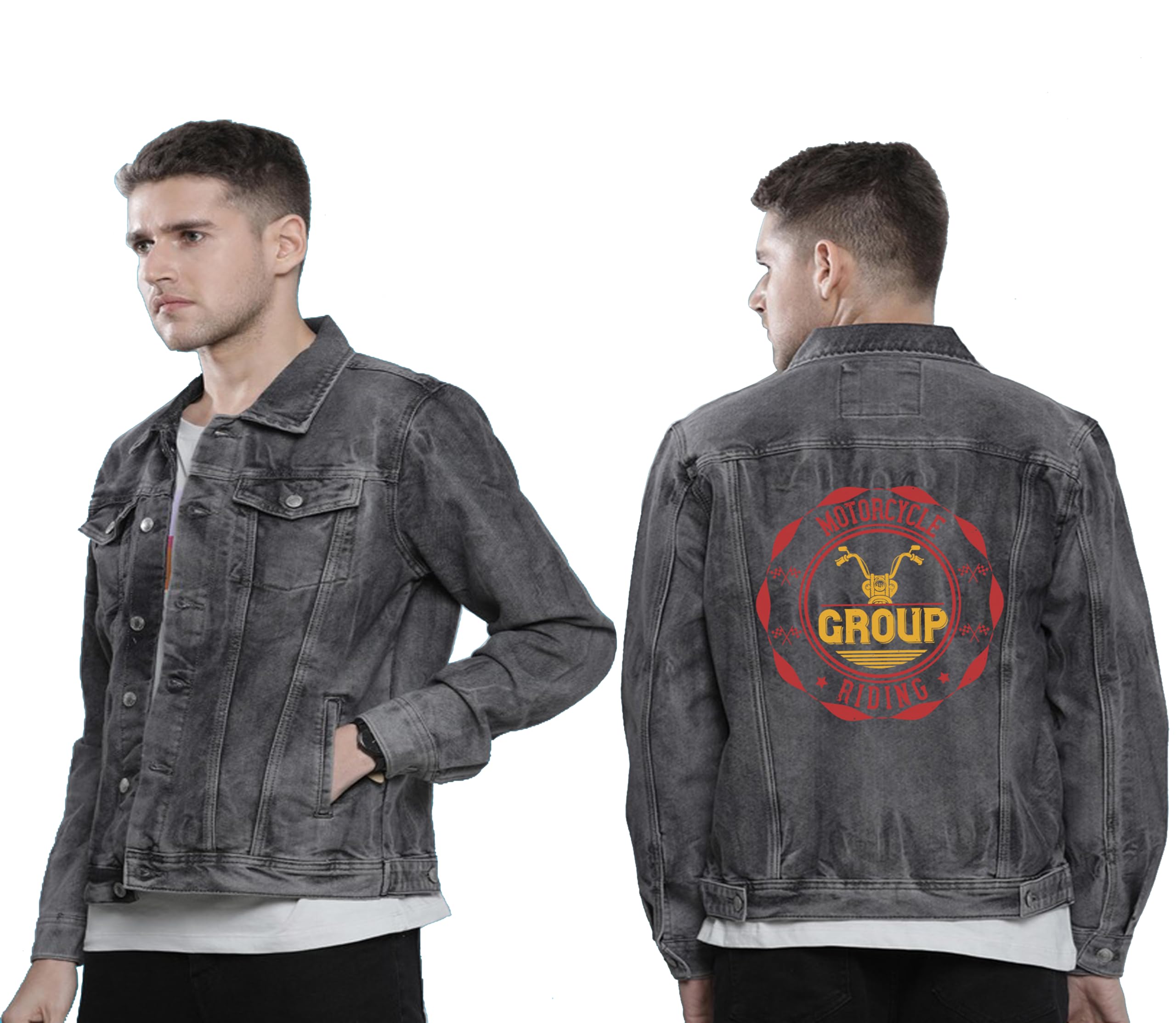 KLIZENMen's Printed Trendy Jacket Regular Fit Stylish Long Sleeve Printed Fashion Denim Jacket