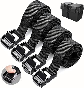 4 PCS 1" x 4ft Battery Tie Down Strap kit,Battery Hold Down Strap with Stainless Steel Cam Buckle for Boats, Luggage Belt, Cars