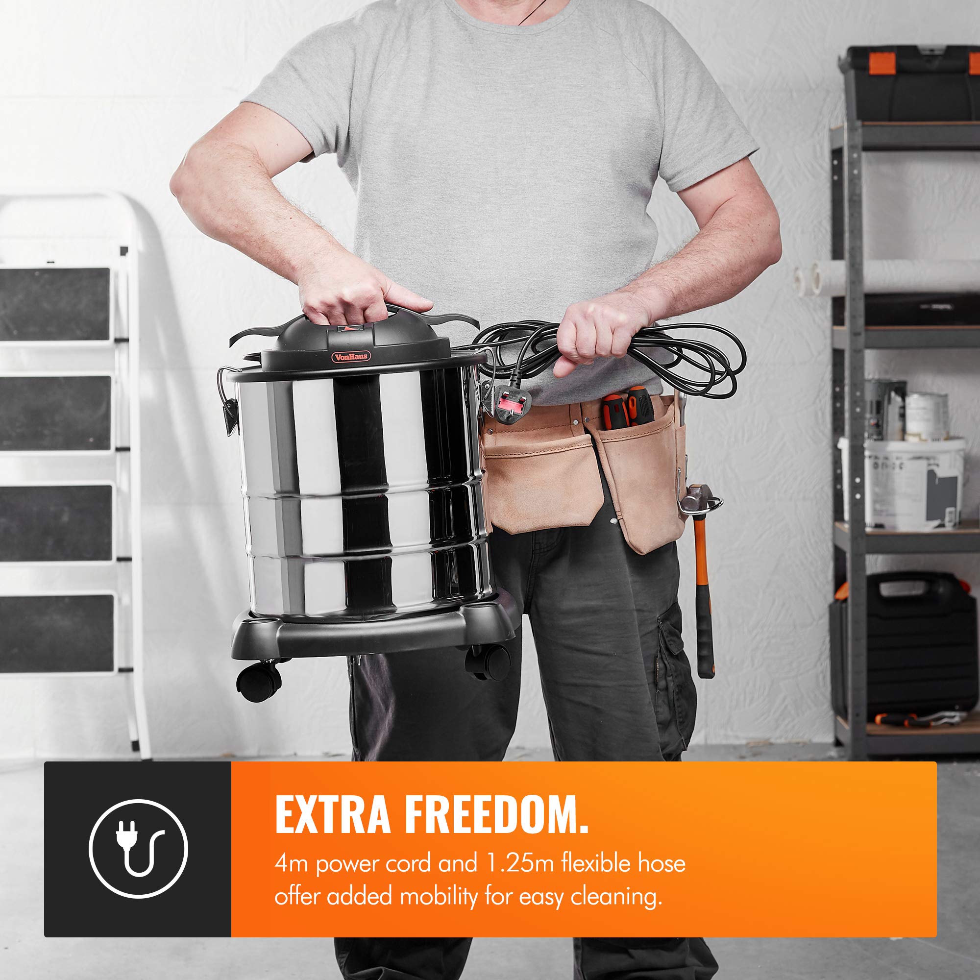 VonHaus Ash Vacuum Cleaner 1200W 20L Home or Vacuum