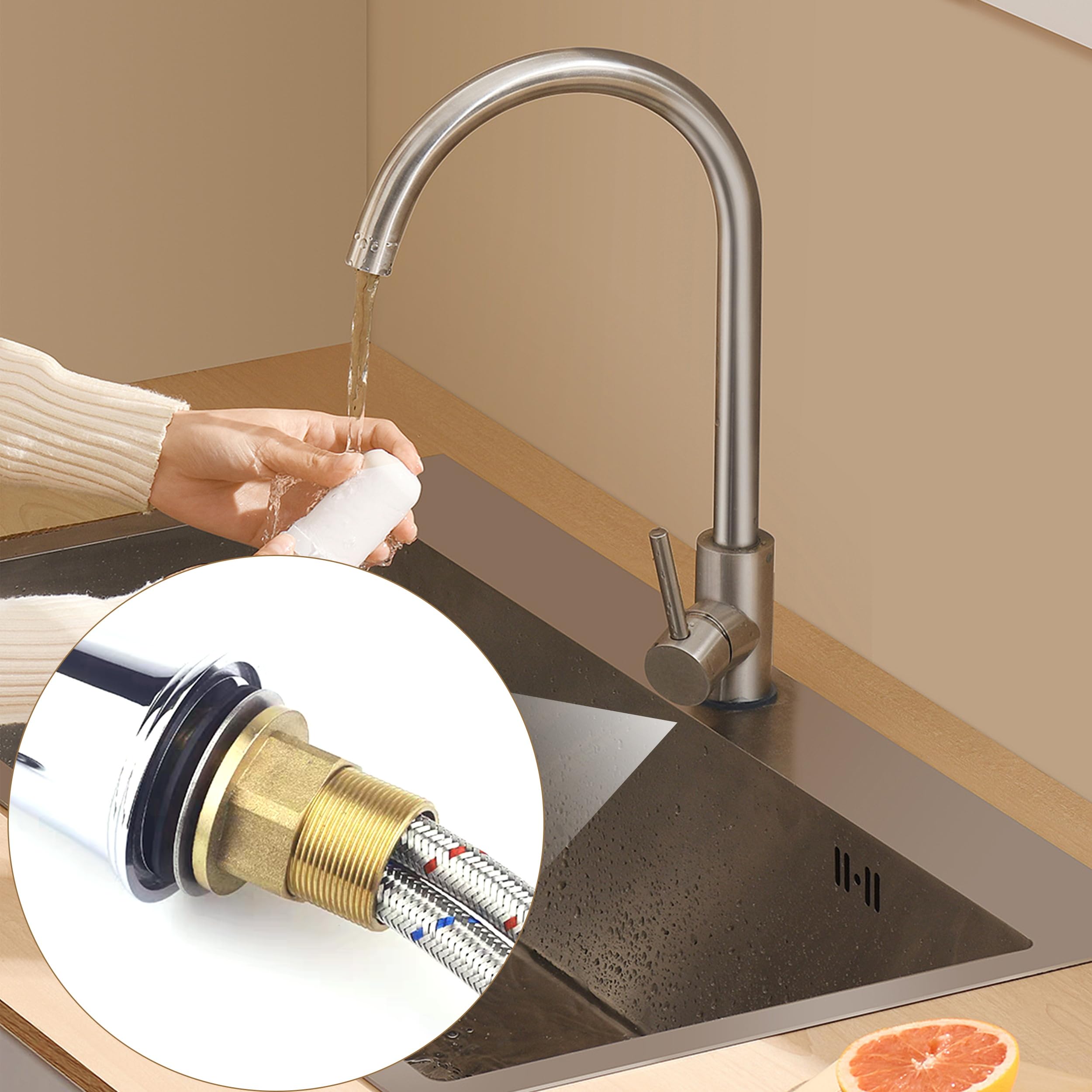 Kit di Prolunghe Filettate Rubinetto in Ottone, Estensione 60mm x M32 con Dado e Guarnizioni per Miscelatore Cucina & Lavabo, Riparazione e Fissaggio