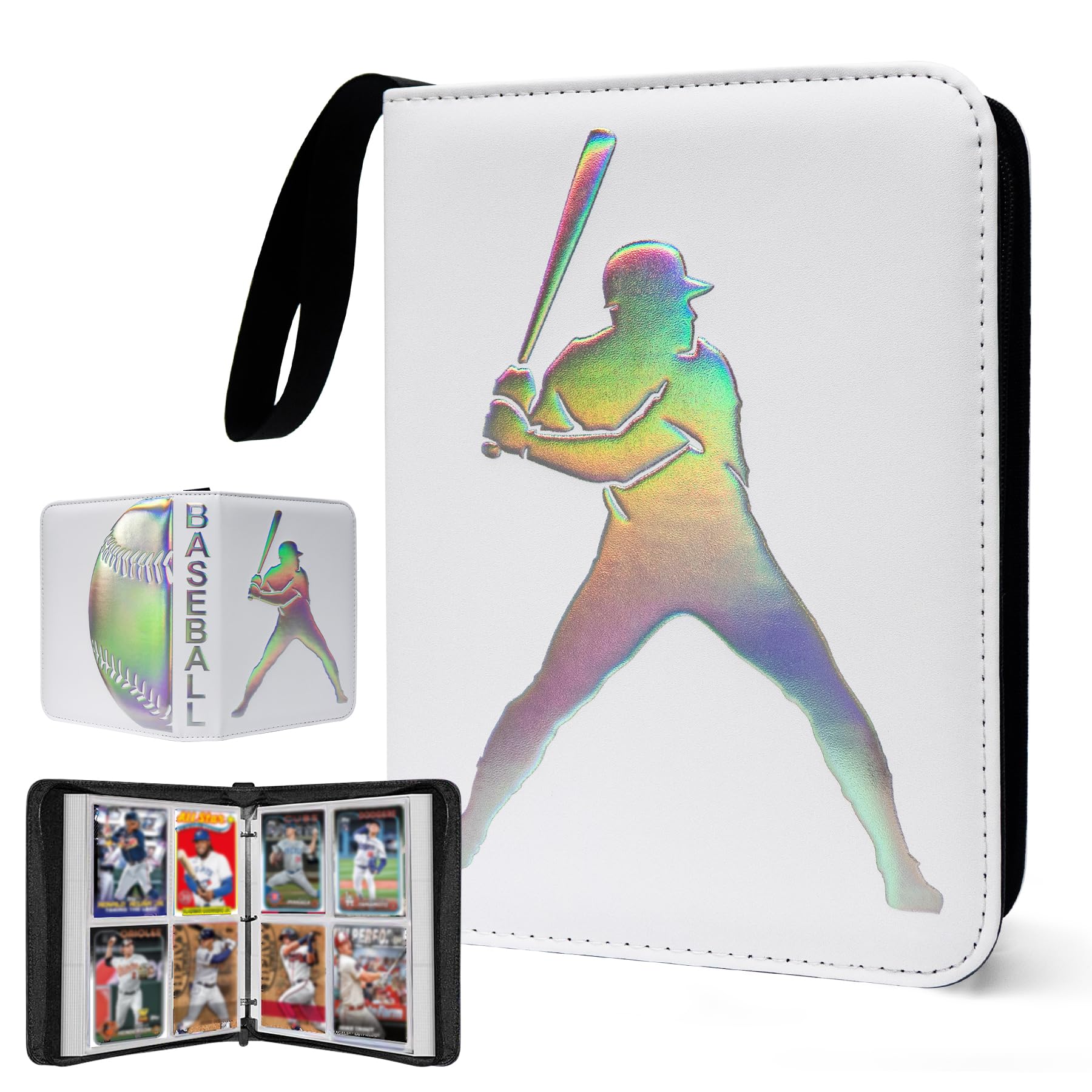 400 Pockets Baseball Card Binder, Laser Silver Hot Stamping Cover,W633
