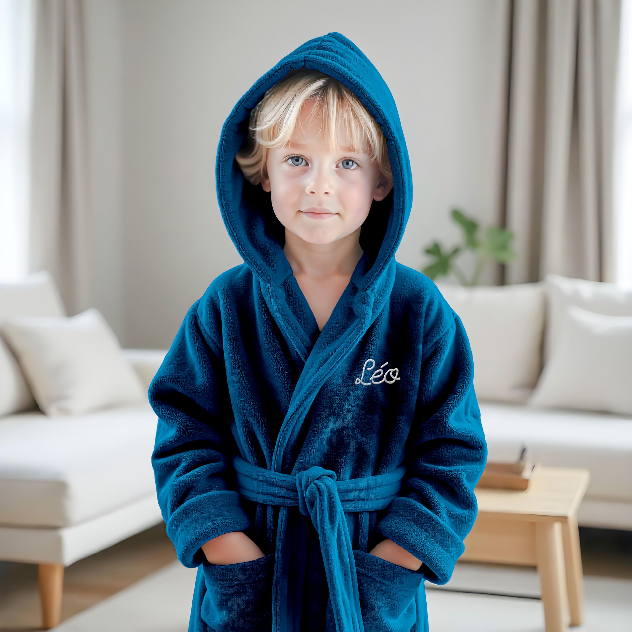 KDO MAGIC Robe de Chambre Enfant Personnalisé | Idée cadeau garçon, fille, anniversaire, noël | Peignoir personnalisable avec prénom brodé