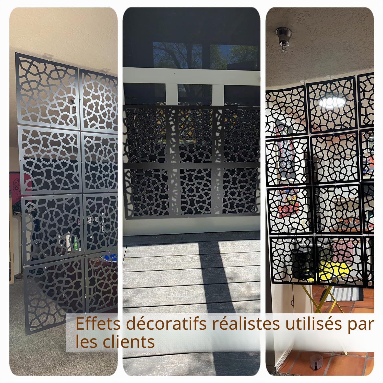 Paravent noir DIY séparateur de pièce séparateur de pièce en PVC respectueux de l'environnement Décoration pour salon, chambre à coucher, cuisine, salle