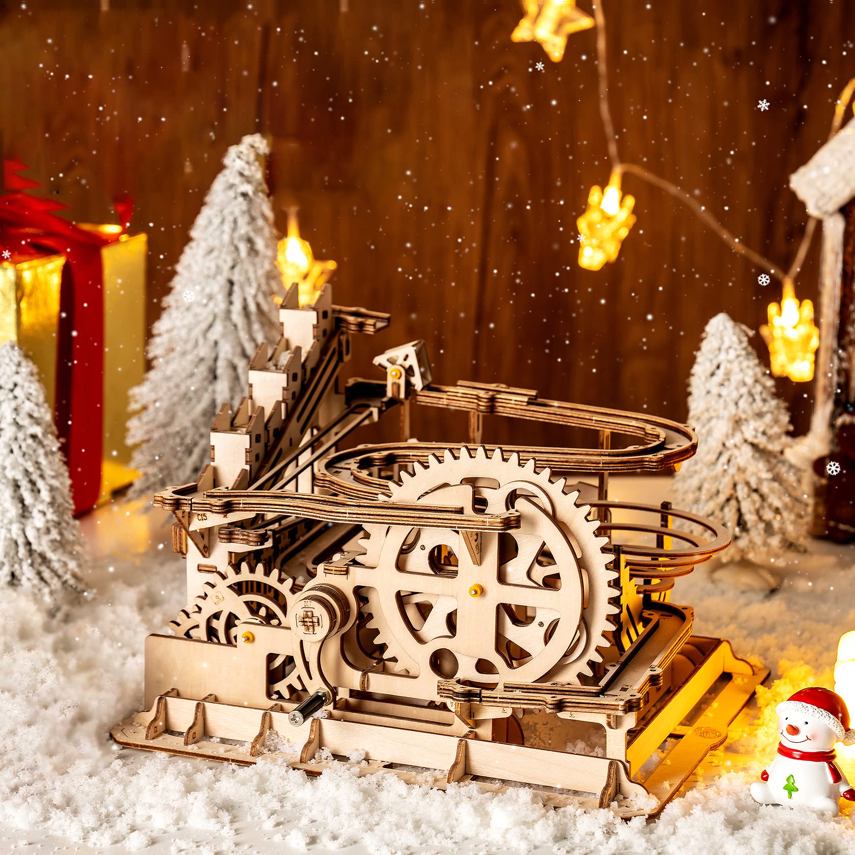 Robotime Marble Run Drewniana układanka, puzzle 3D, mechaniczny model do zbudowania, zestaw dla dorosłych