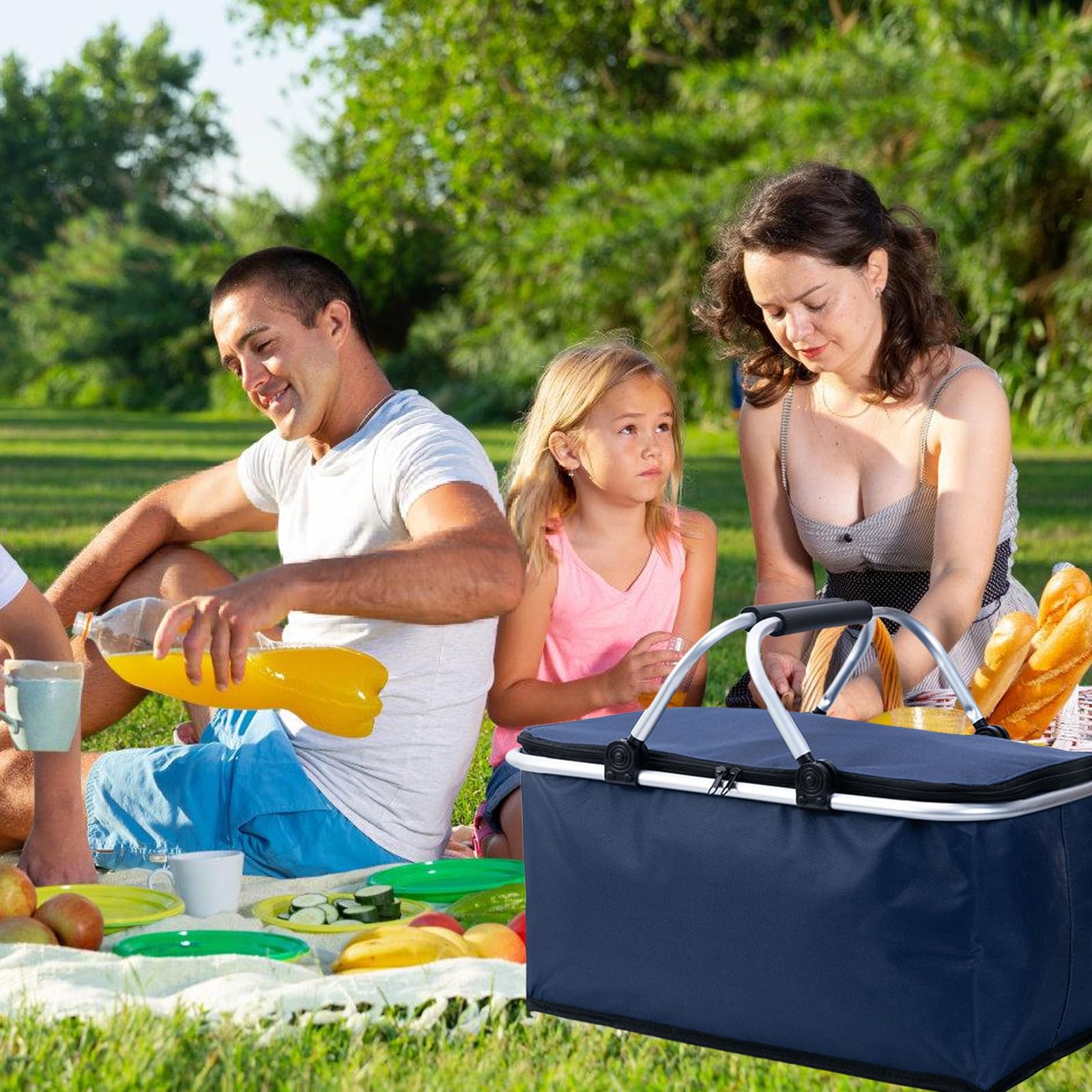 Multifunktionaler Faltbarer Einkaufskorb 30 L Isolierte Picknicktasche für Reisen und Outdoor-Mahlzeiten Frischhaltebehälter Familien Campingkorb