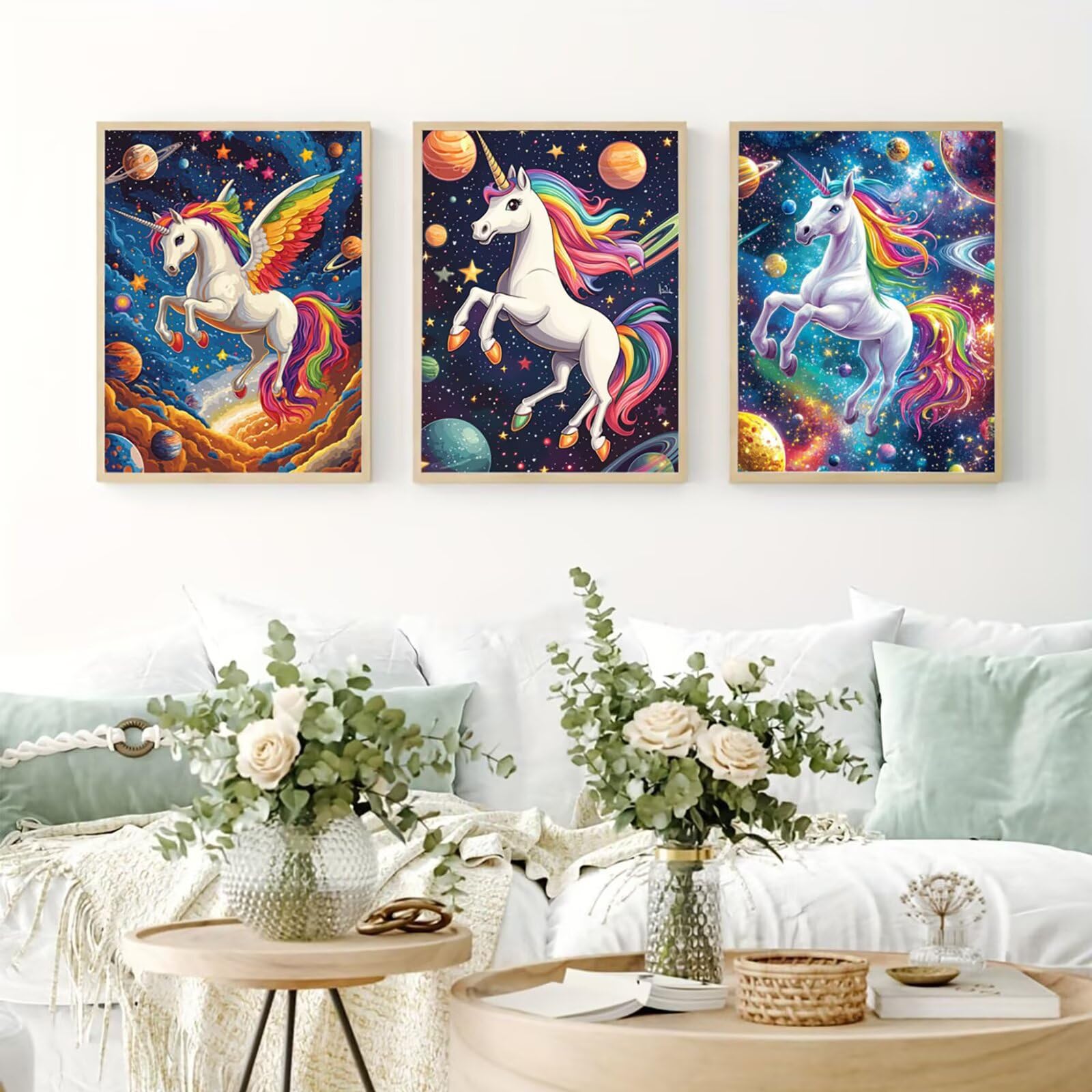 Cnyaunfi 3 Pezzi Animali Pittura Diamante Fai-Da-Te 5D Blu Diamond Painting Kit Completo per Hobby Creativi Adulti, Pittura Diamante Artigianale Per La Decorazione Della Parete Di Casa 60x80cm YF-3159