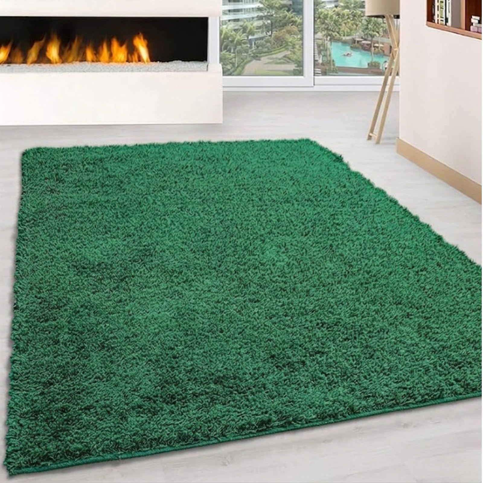 Rugstore shop ltd SHAGGY RUG 35MM / 3.5cm Modern Rugs Living Room Extra Large Small Medium Rectangular Size Soft Touch Thick Pile Living Room Area Rugs Non Shedding (Green, 80cm x 150cm (3ft x 5ft))