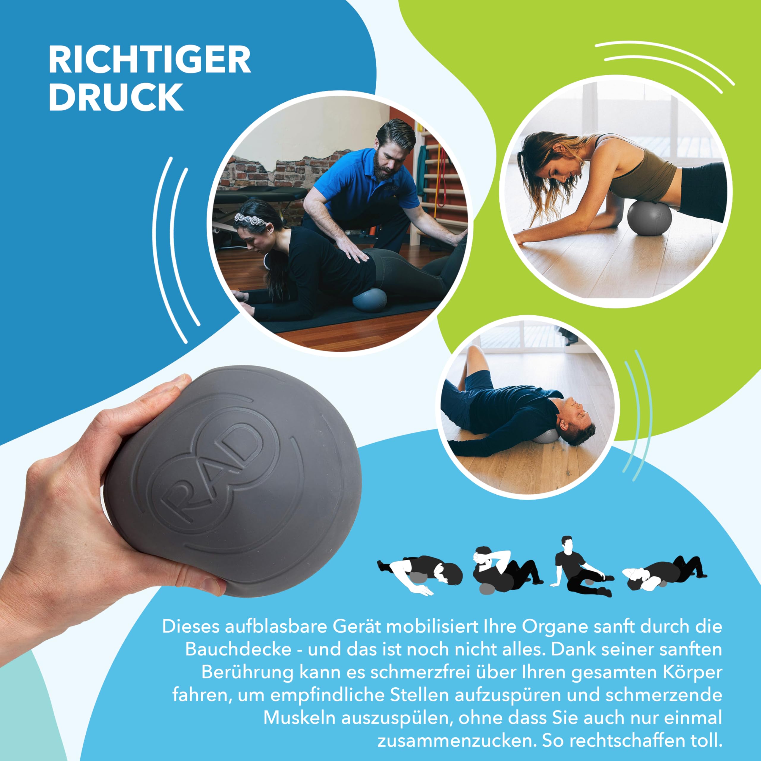 RAD Center I Myofasziales Release-Tool I Soft Belly Ball I Selbstabdominale Massage Mobilität und Erholung
