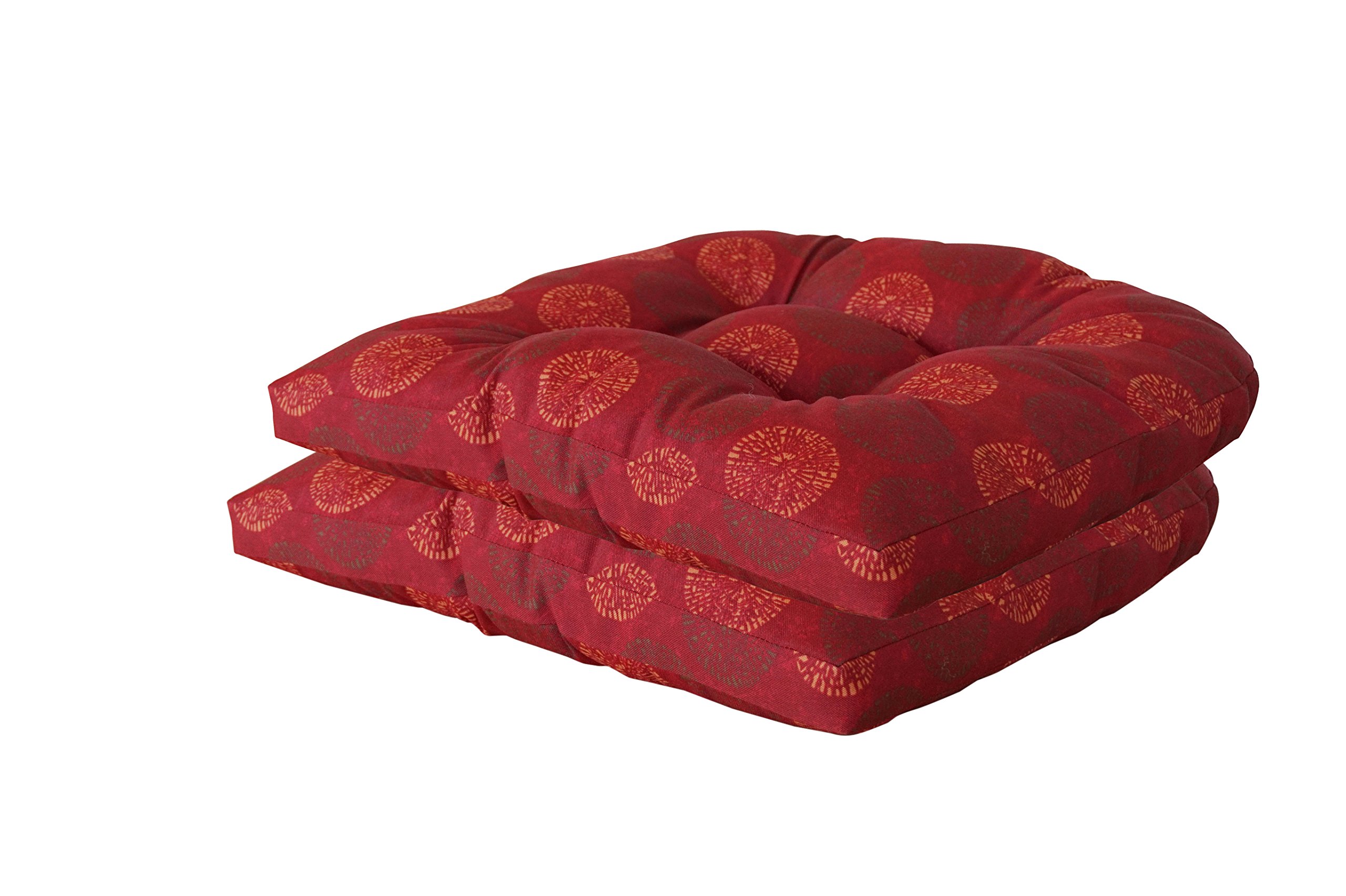 [SewKer] Indoor/Outdoor Wicker Seat Cushion Classic-set of 2- Red Medallion 3610
