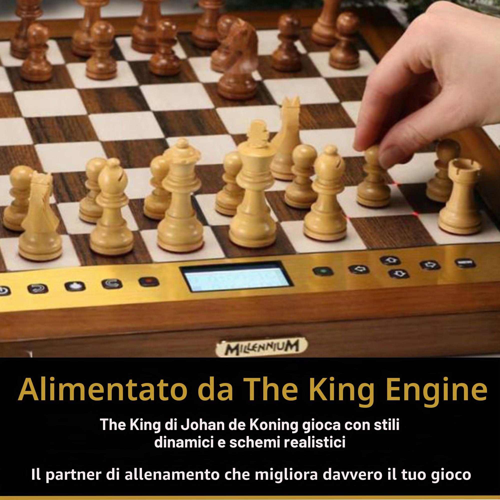 MILLENNIUM The King Performance M830: computer per scacchi dall'estetica raffinata in legno, facile da usare, con funzionalità versatili e regolazione automatica del livello di gioco