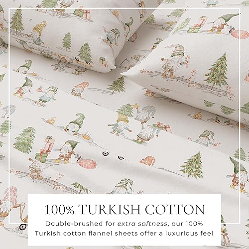 Miniatura 9 de Great Bay Home Juego de sábanas de Navidad de franela de algodón turco 100 %, para niños, bajera con gran caída lateral, suaves, cama cálida,