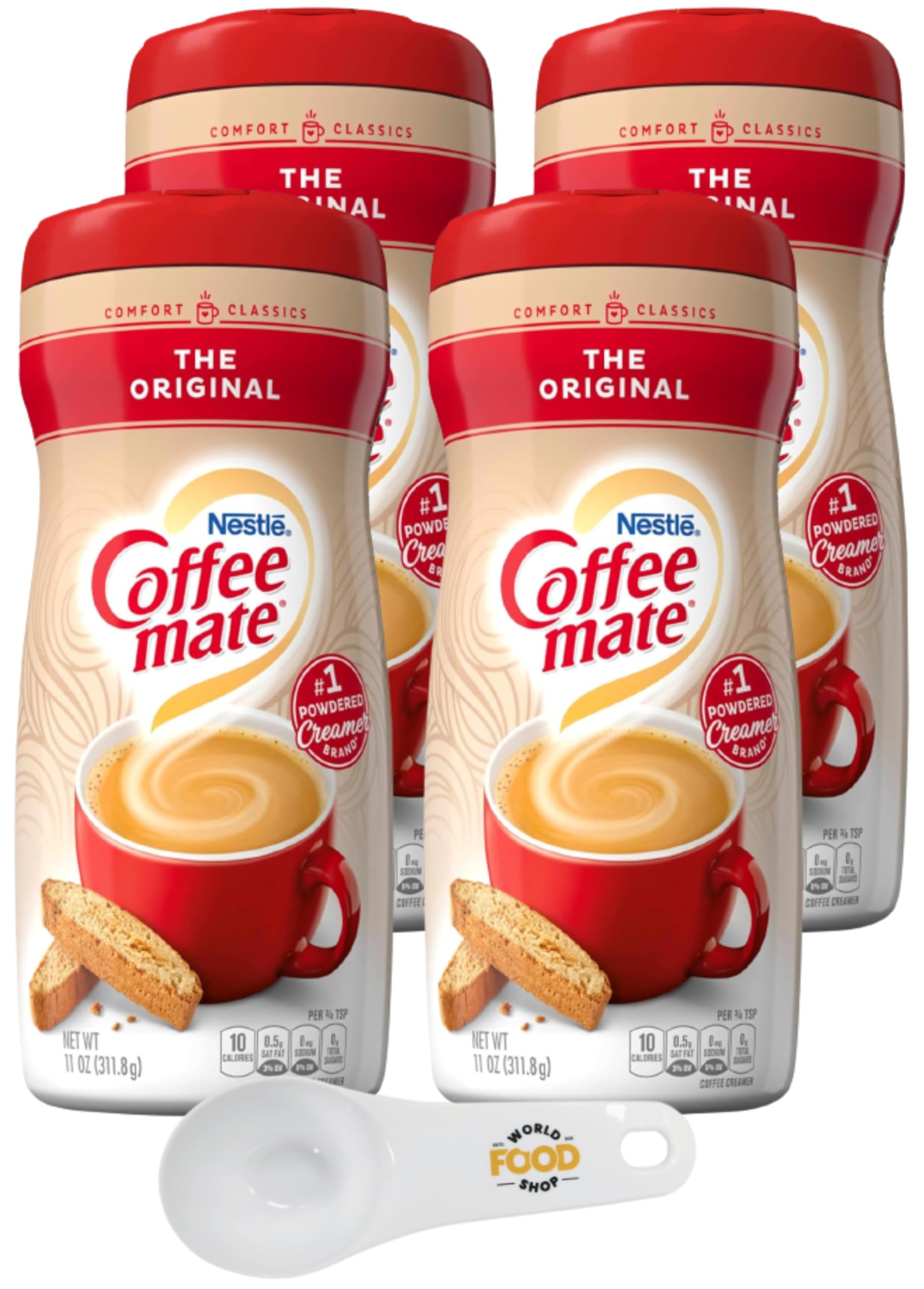 Coffee Mate The Original Powder Creamer, 11 oz (Pack of 4) with World Food Shop Scoop