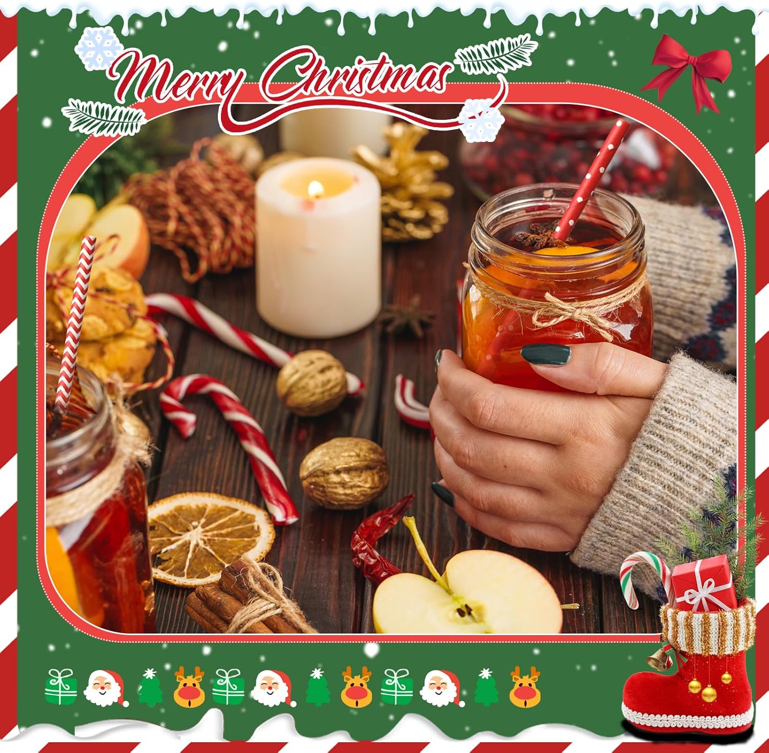 Jutom 1000 Pcs Christmas Paper Straws 4 Styles Disposable Red and White Paper Drinking Straws Stripe Bicolor Stripe Dot Mix for Christmas Supplies and Party Favors - Image 6